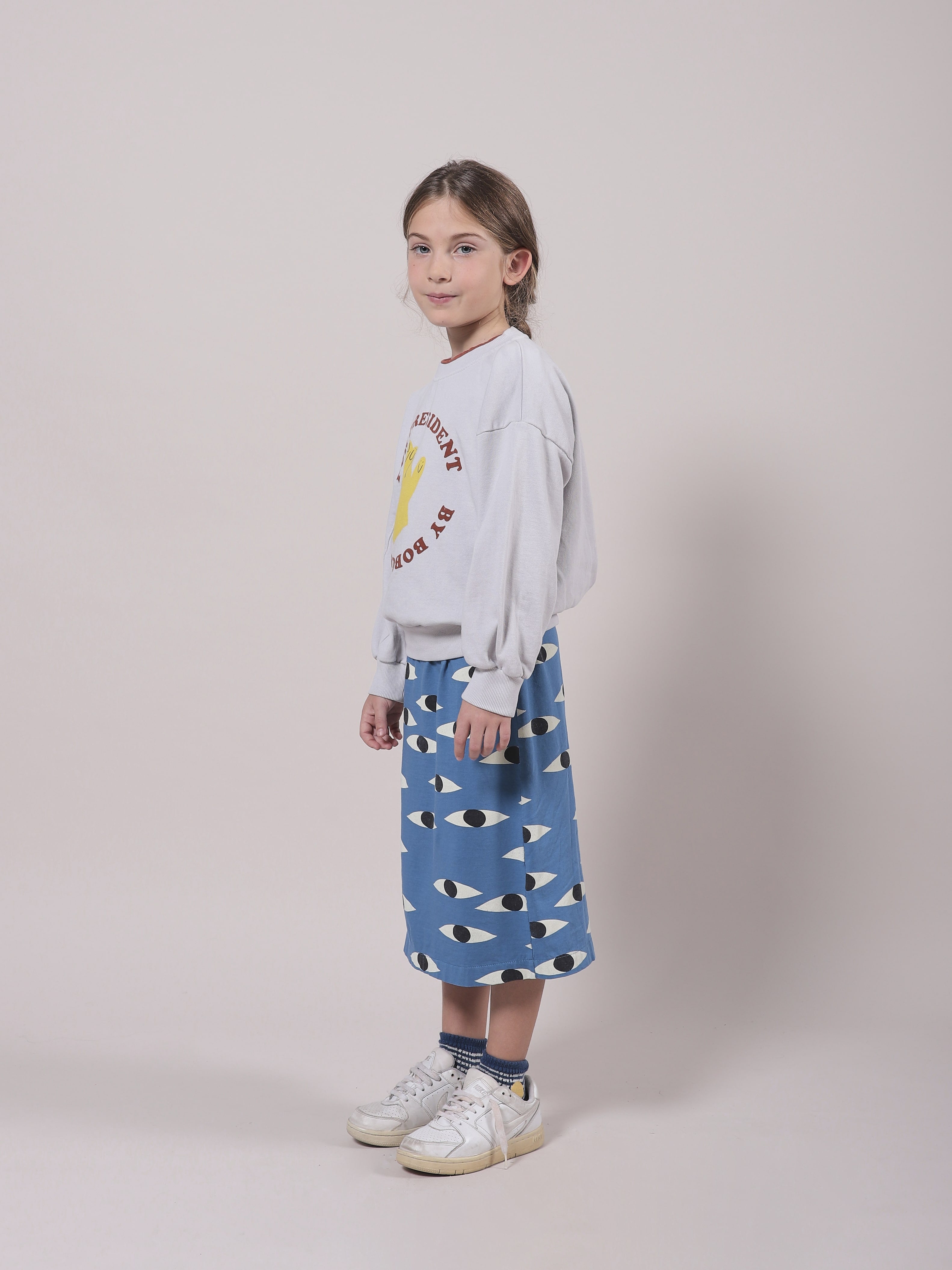 Girls Grey Fingers Cotton Sweatshirt