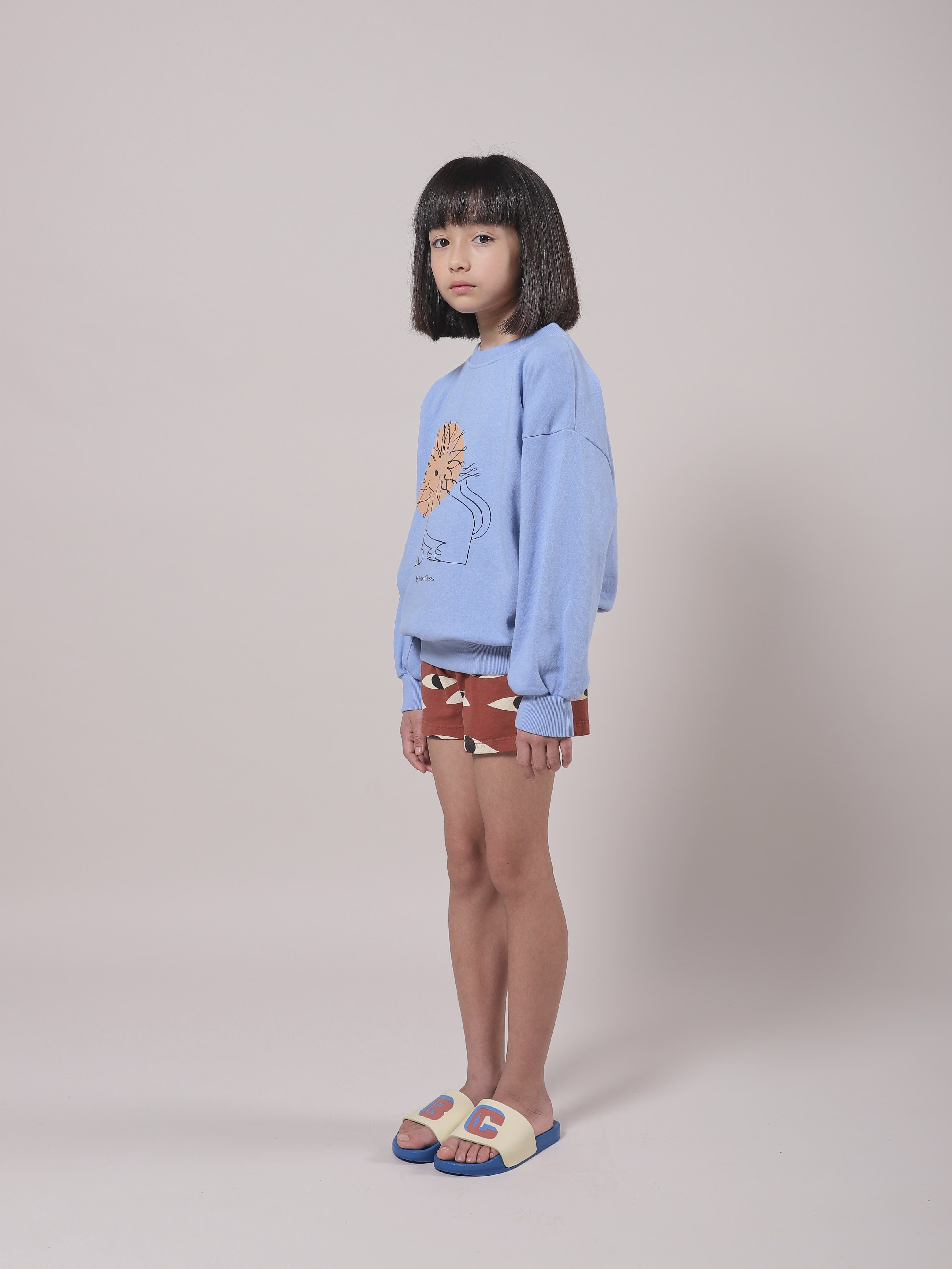 Girls Blue Lion Cotton Sweatshirt