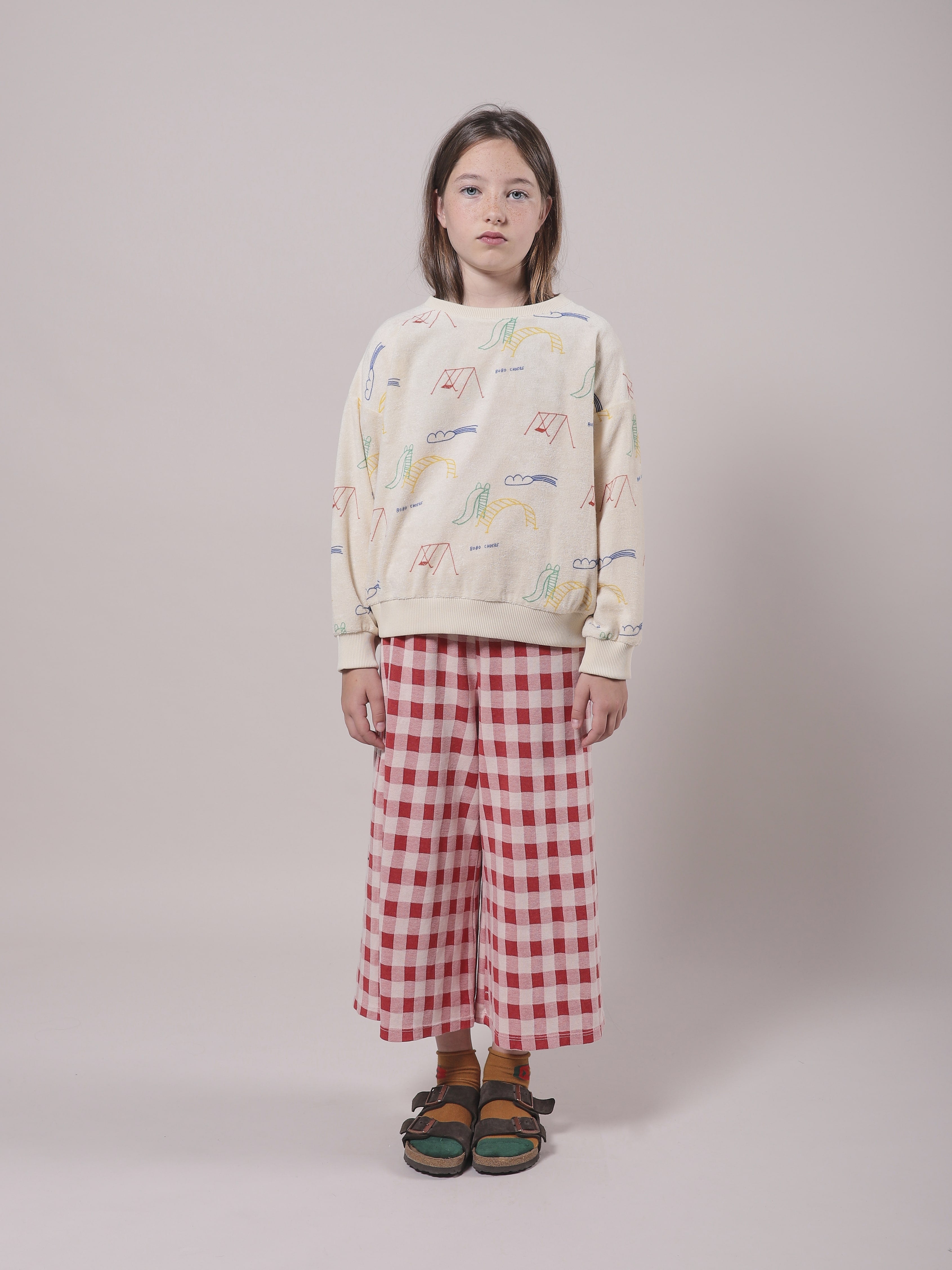 Girls White Playground Cotton Sweatshirt