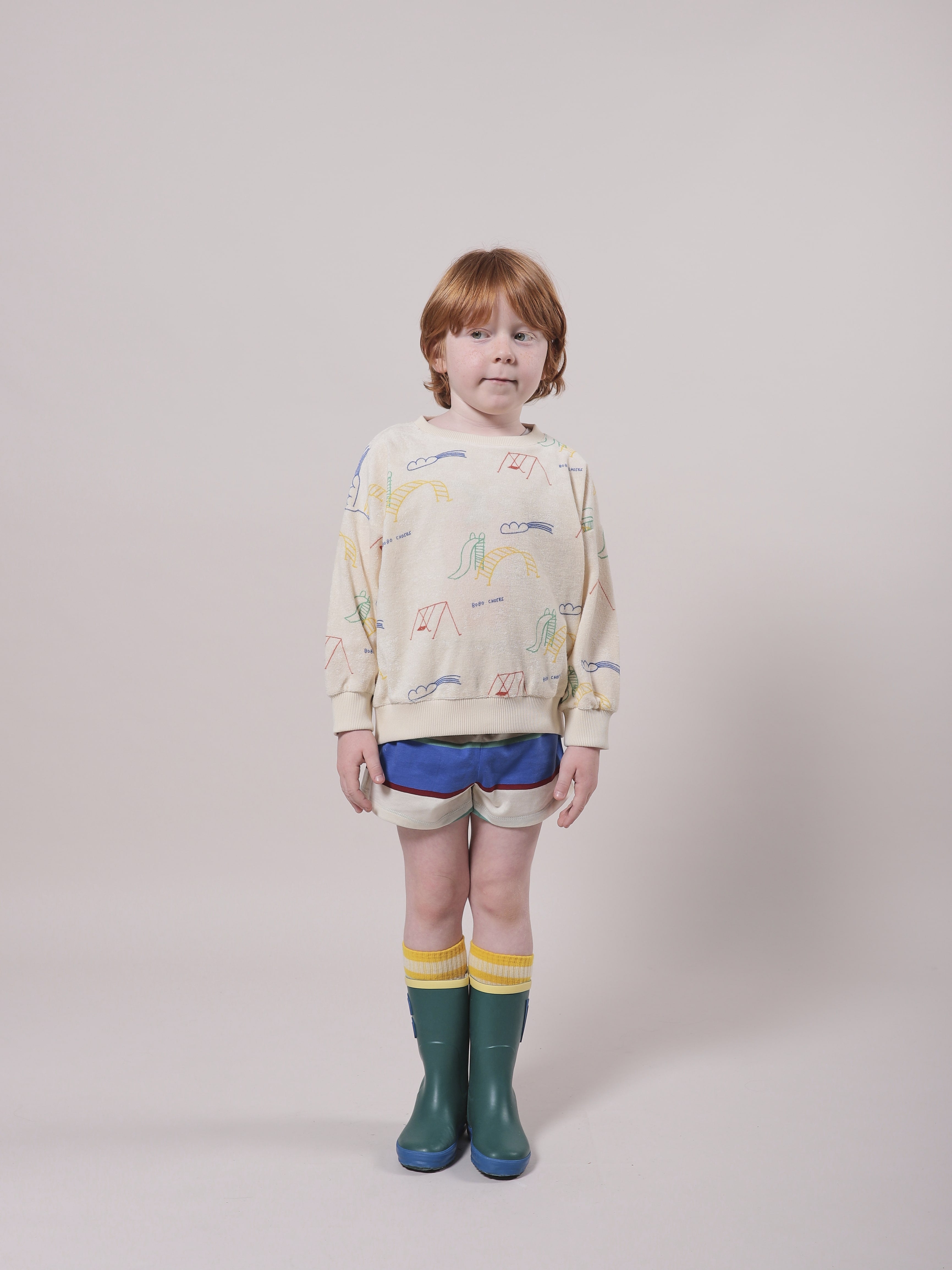 Girls White Playground Cotton Sweatshirt