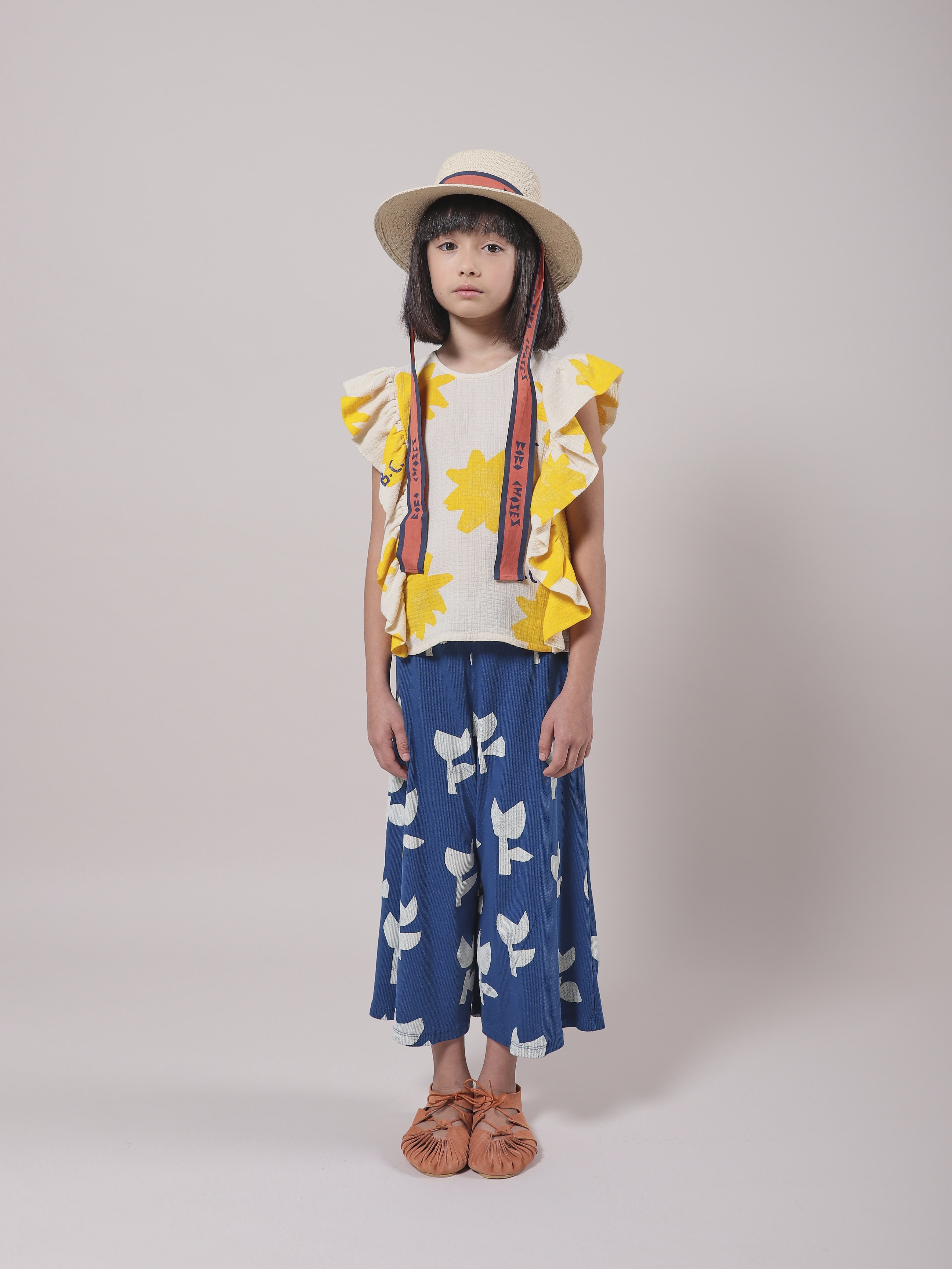 Girls Blue Poppy Cotton Trousers