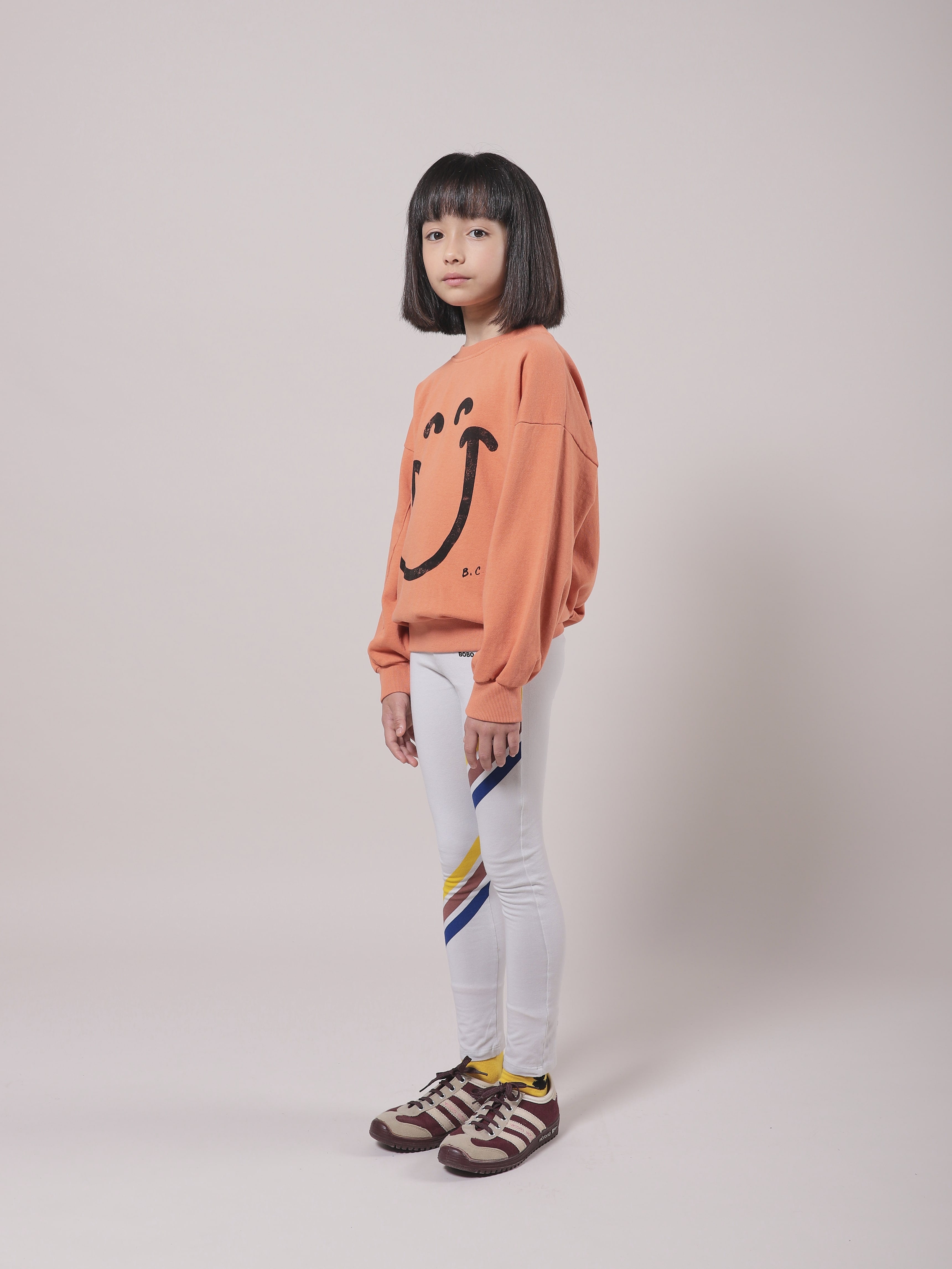 Girls Grey Stripes Cotton Leggings