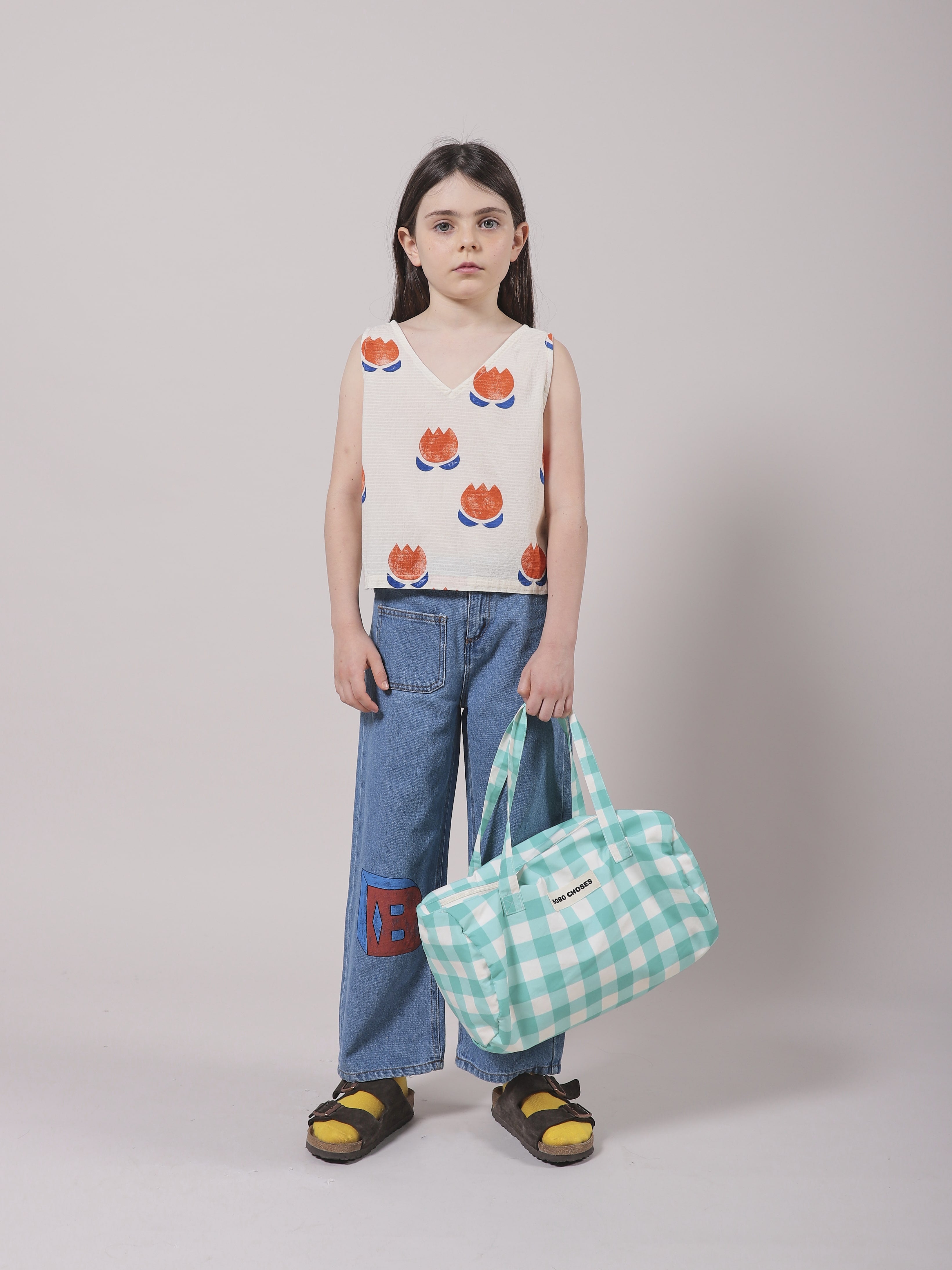 Girls White Printing Cotton Top