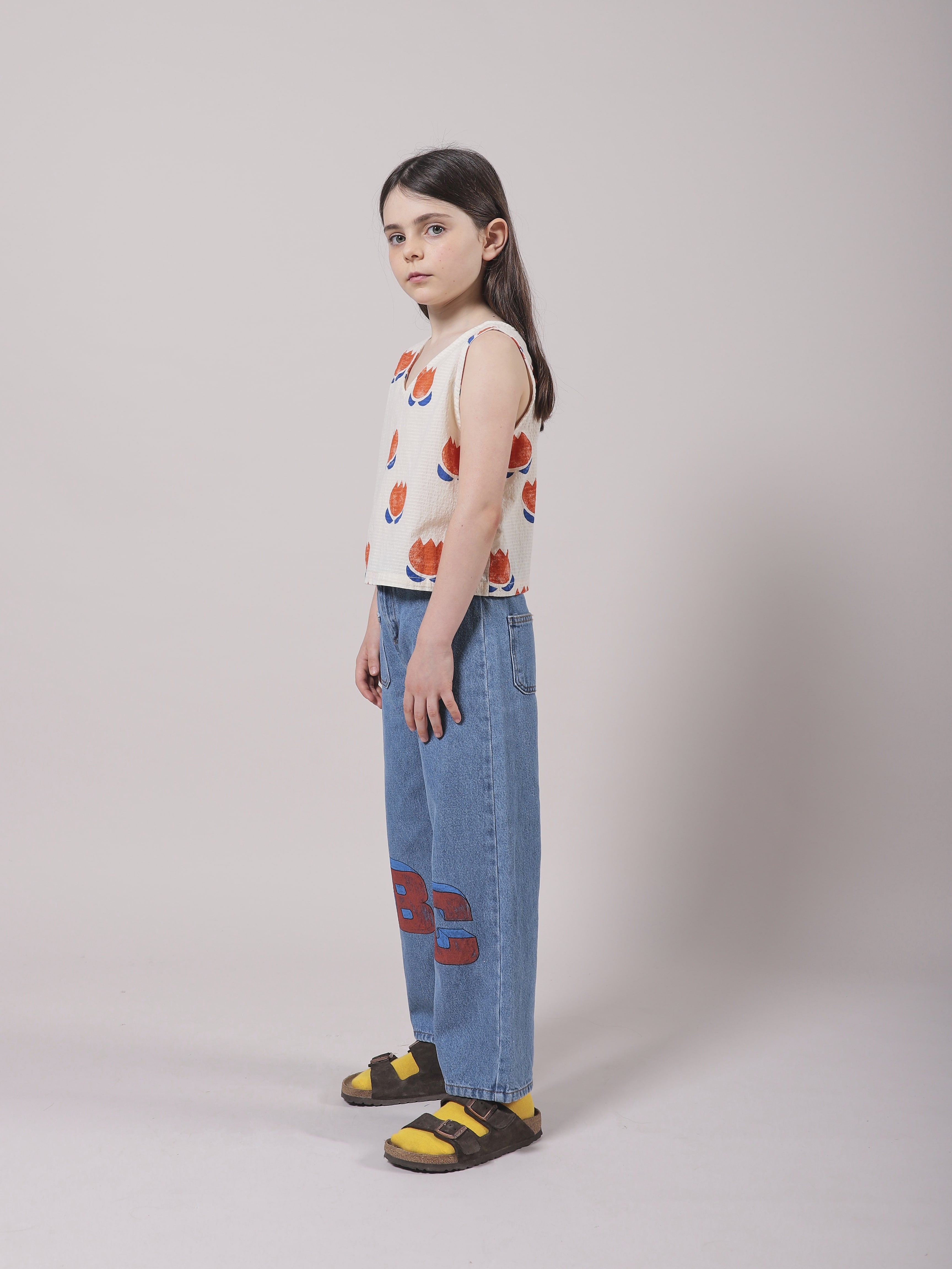 Girls White Printing Cotton Top