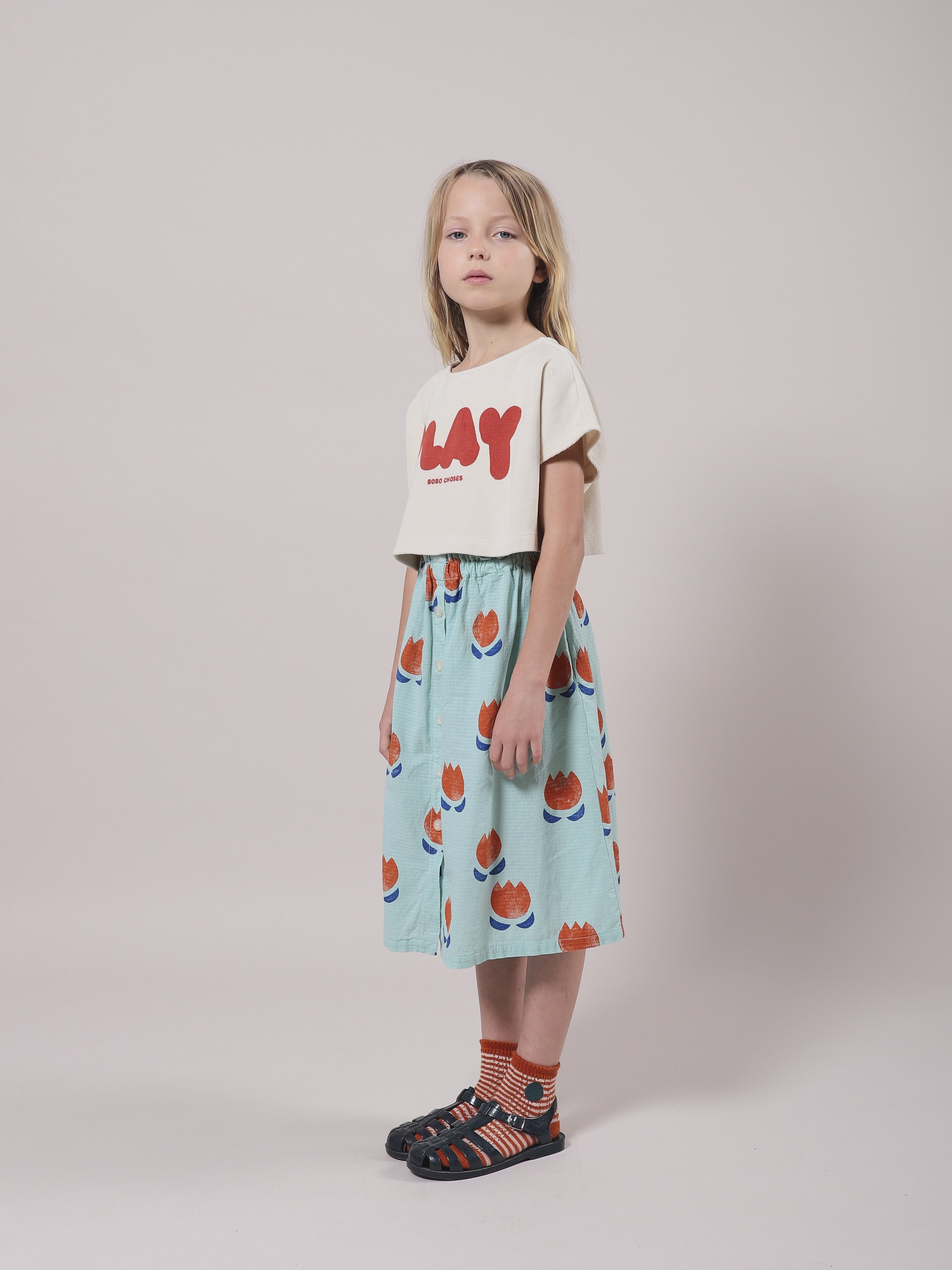 Girls Mint Printing Cotton Skirt