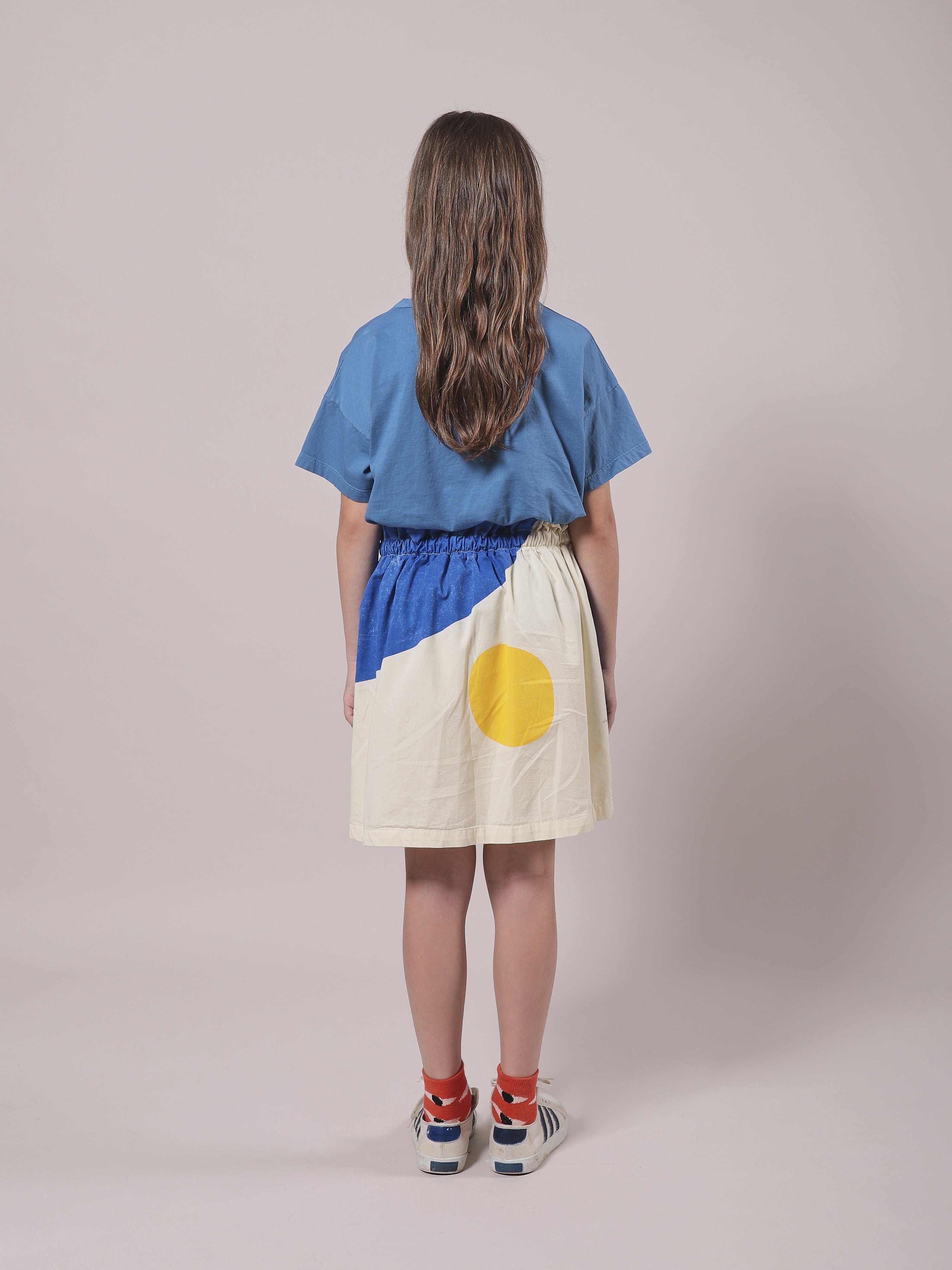 Girls Blue Landscape Cotton Skirt