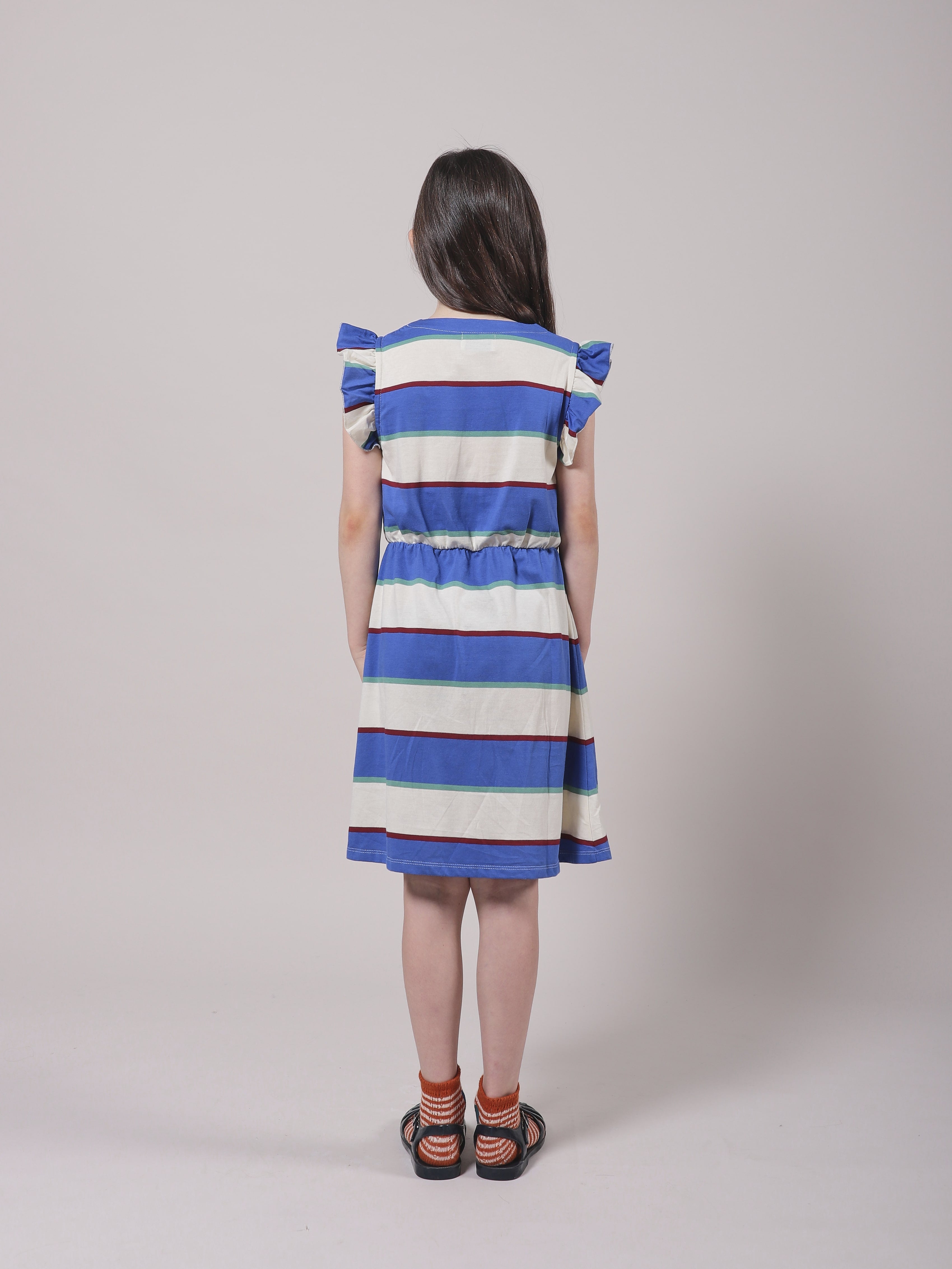 Girls Blue Stripes Cotton Dress