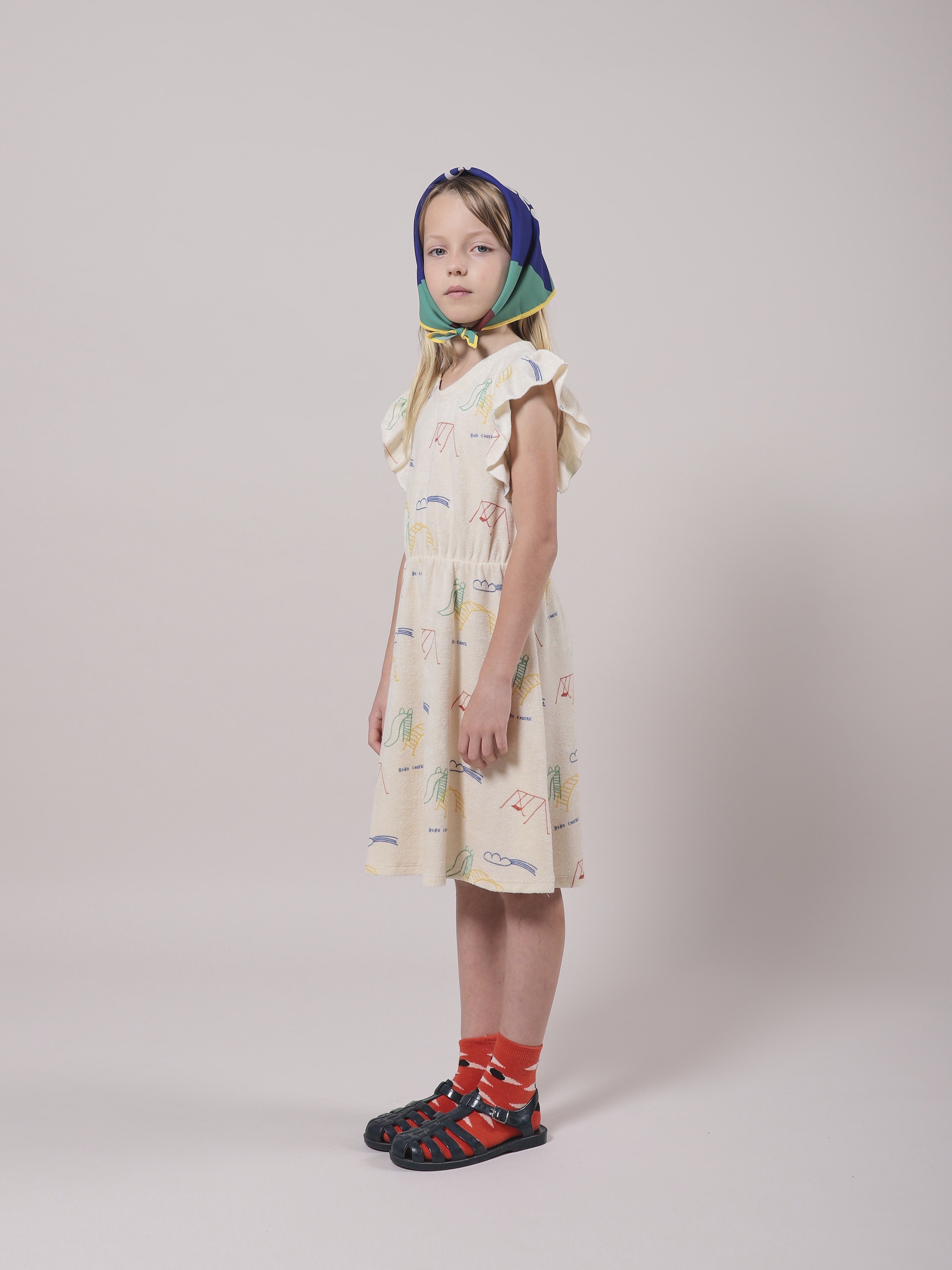Girls White Playground Cotton Dress