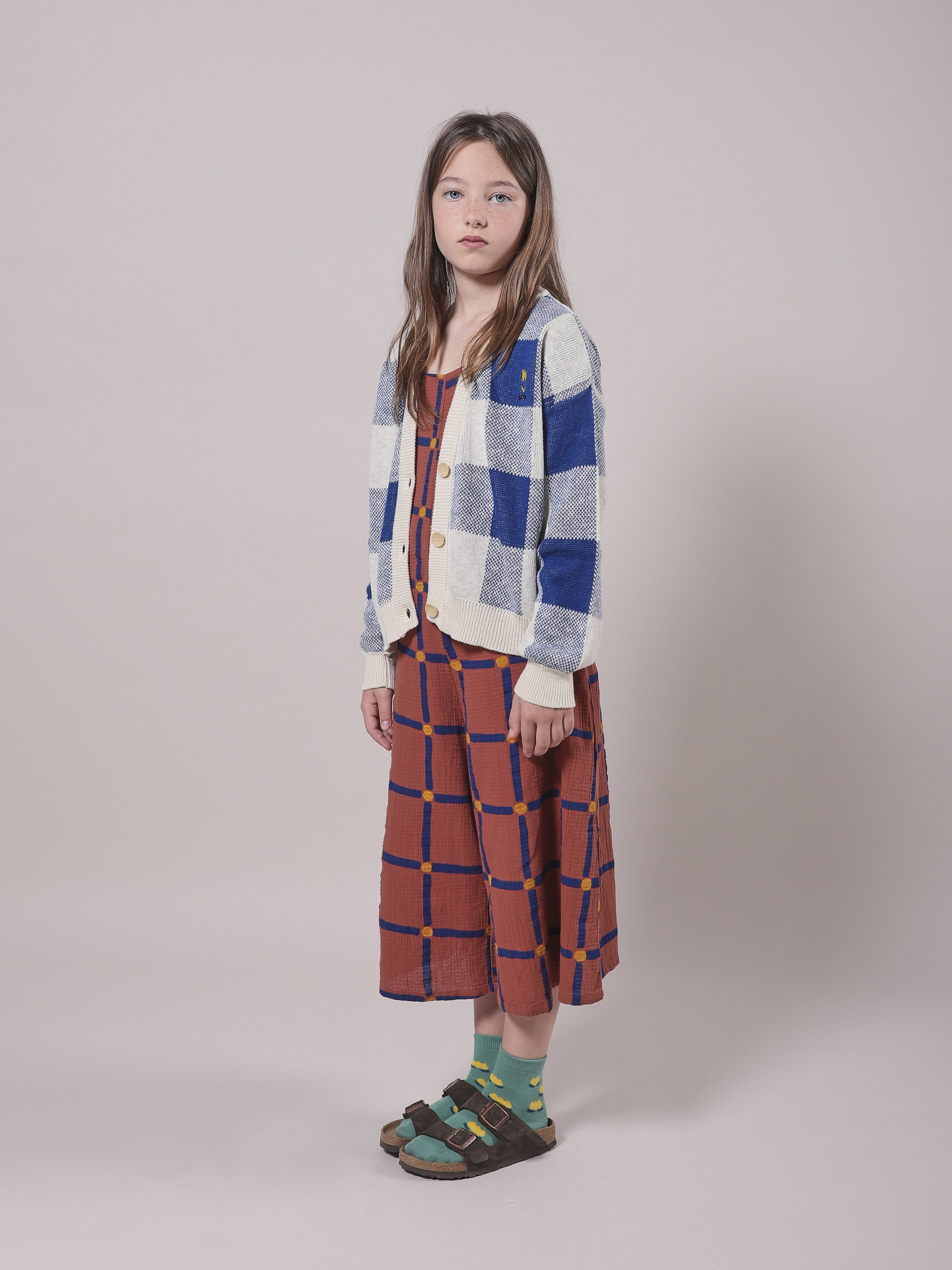 Girls Blue Check Cardigan