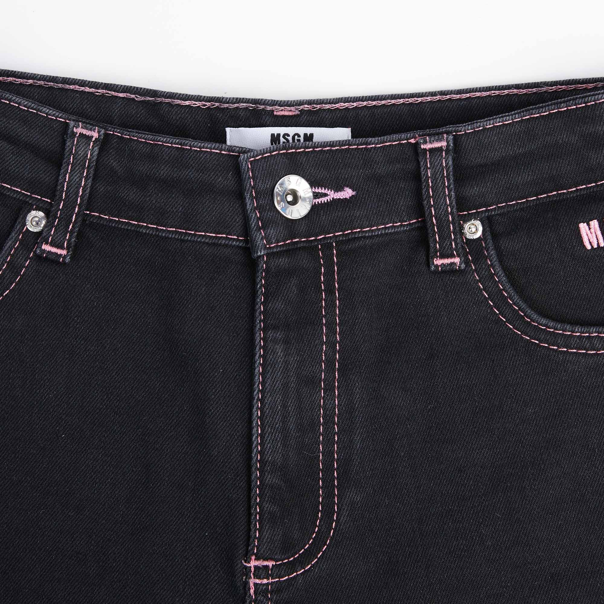 Girls Black Denim Trousers