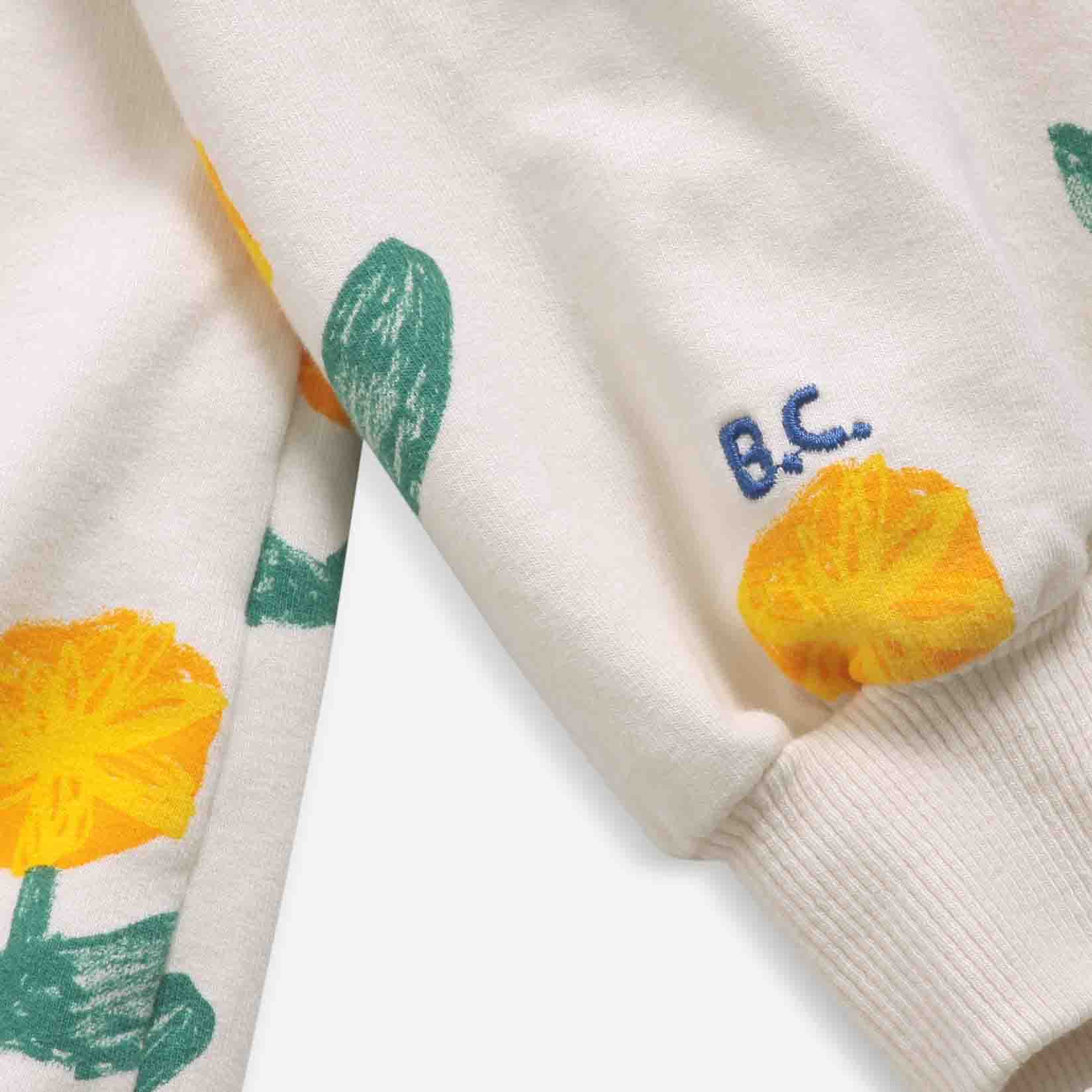 Boys & Girls White Flower Cotton Sweatshirt