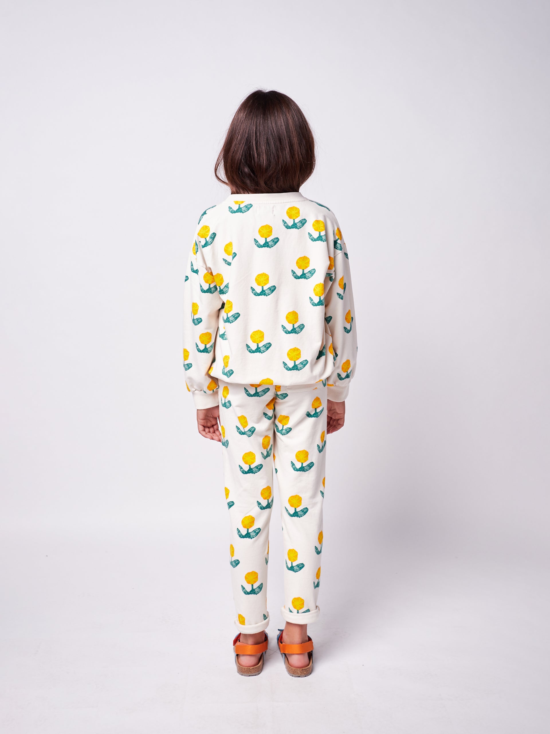Boys & Girls White Flower Cotton Sweatshirt