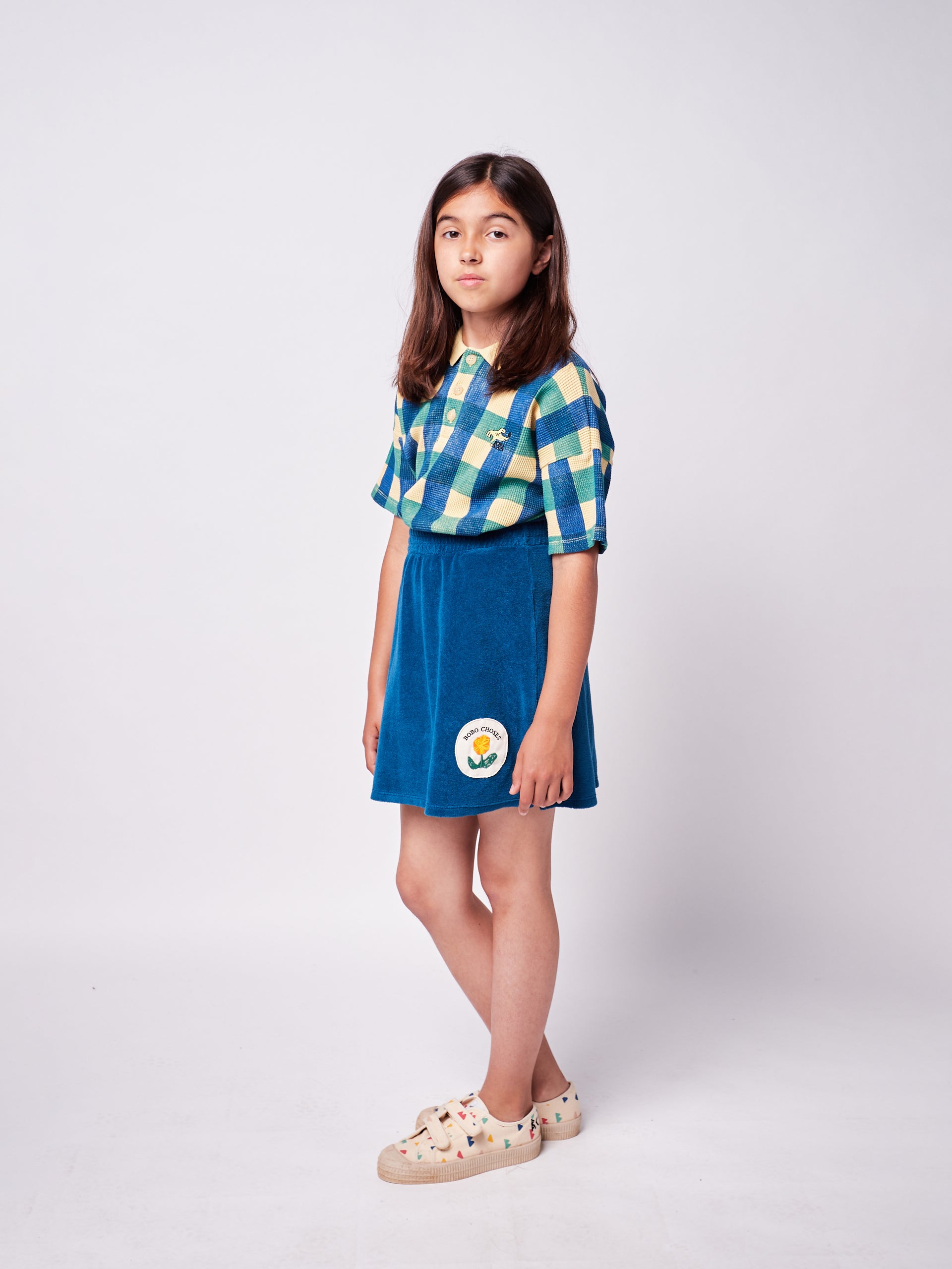 Girls Blue Flower Cotton Skirt