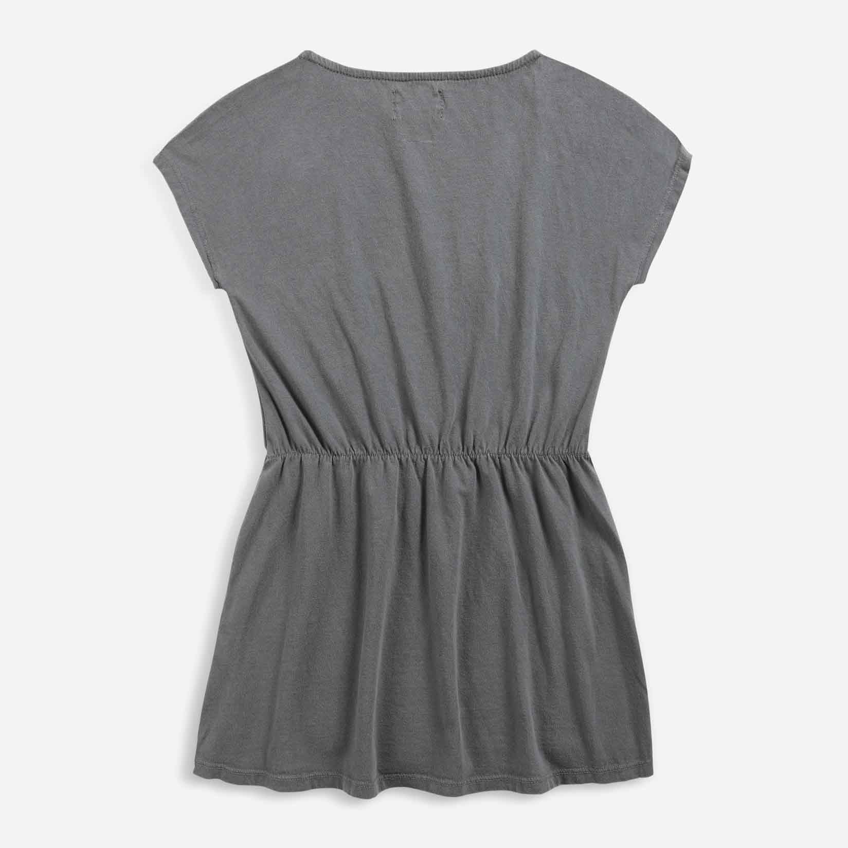 Girls Grey Flower Cotton Dress