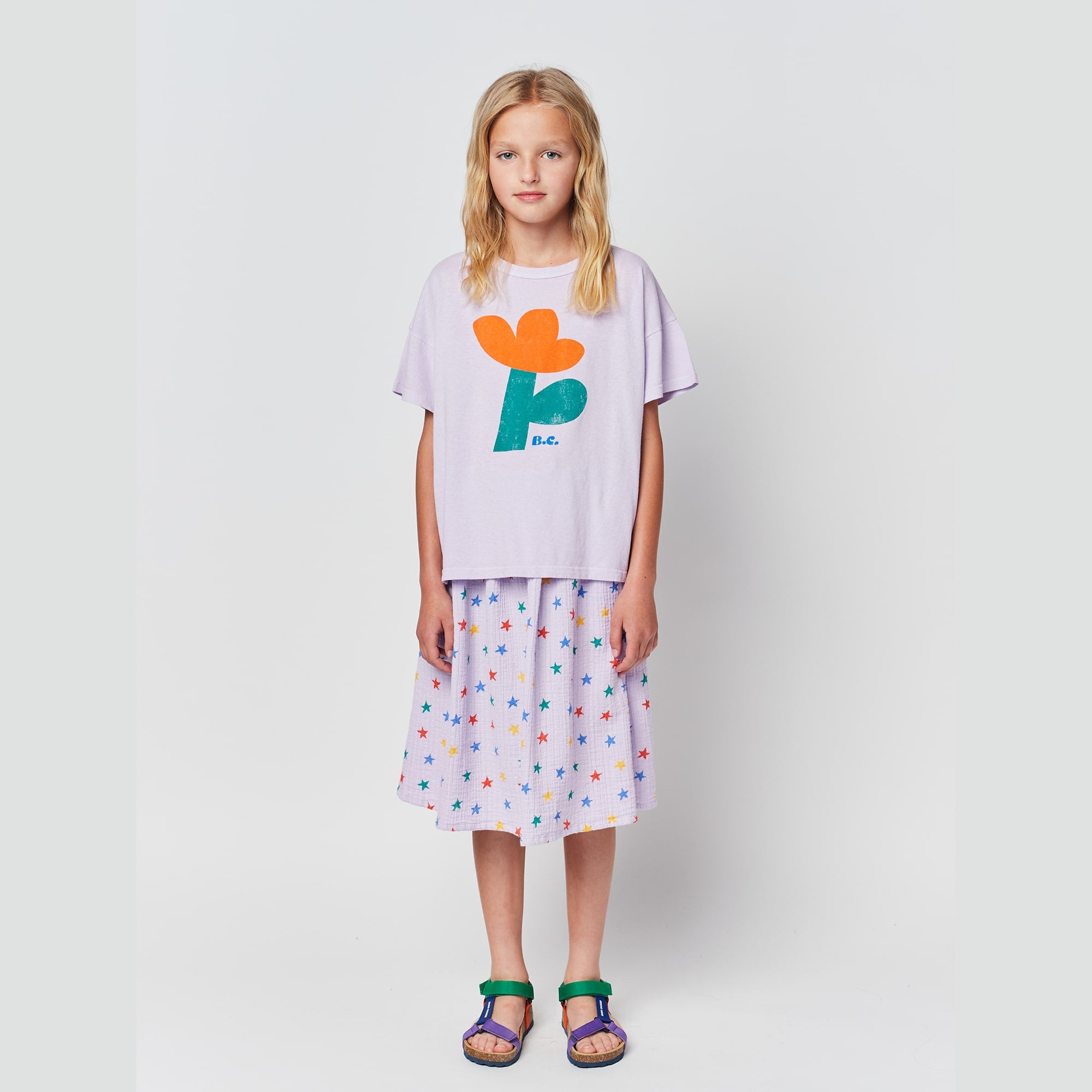 Girls Lavender Flower Cotton T-Shirt