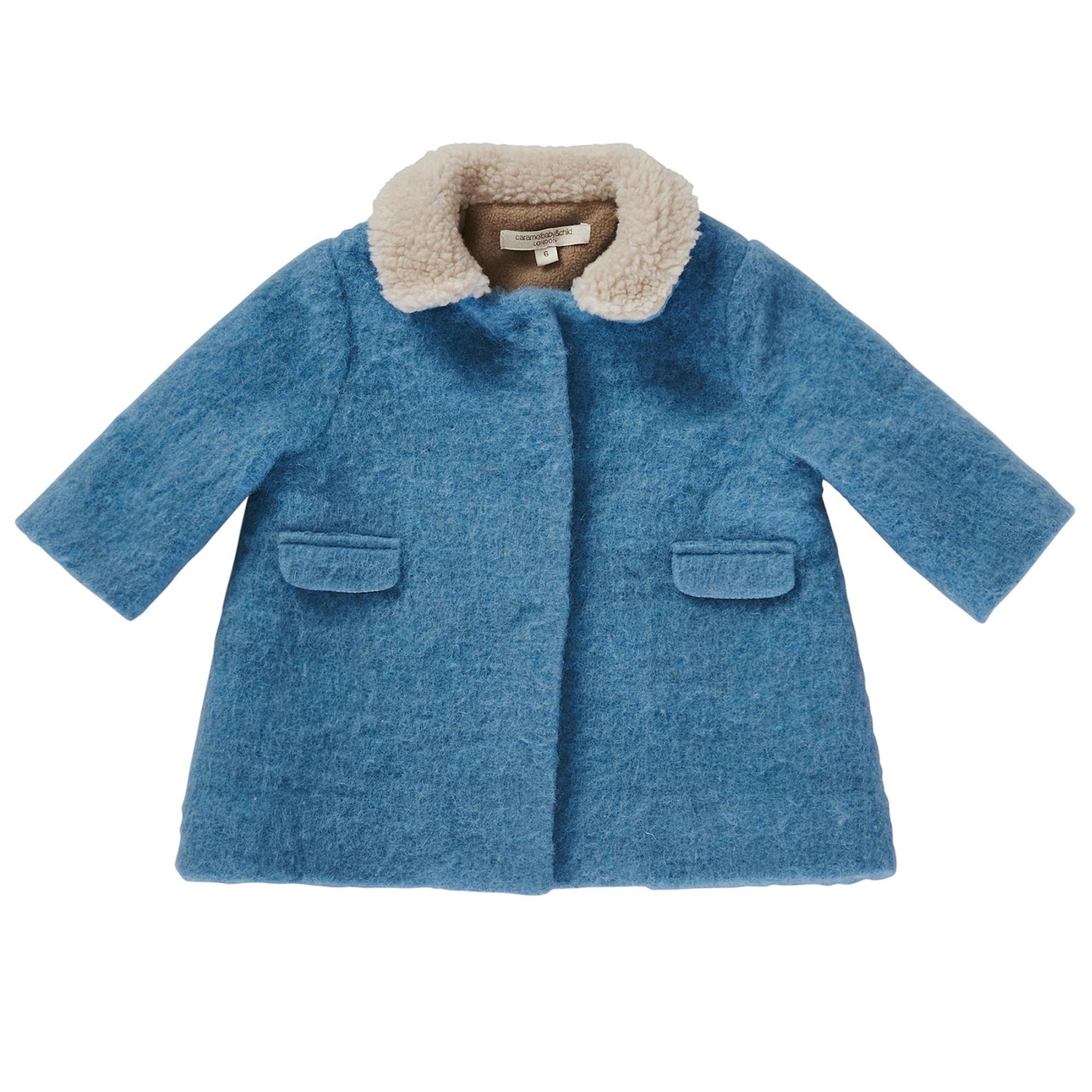 Baby Brown Fur Collar Wool Coat With Patch Pocket - CÉMAROSE | Children's Fashion Store - 1