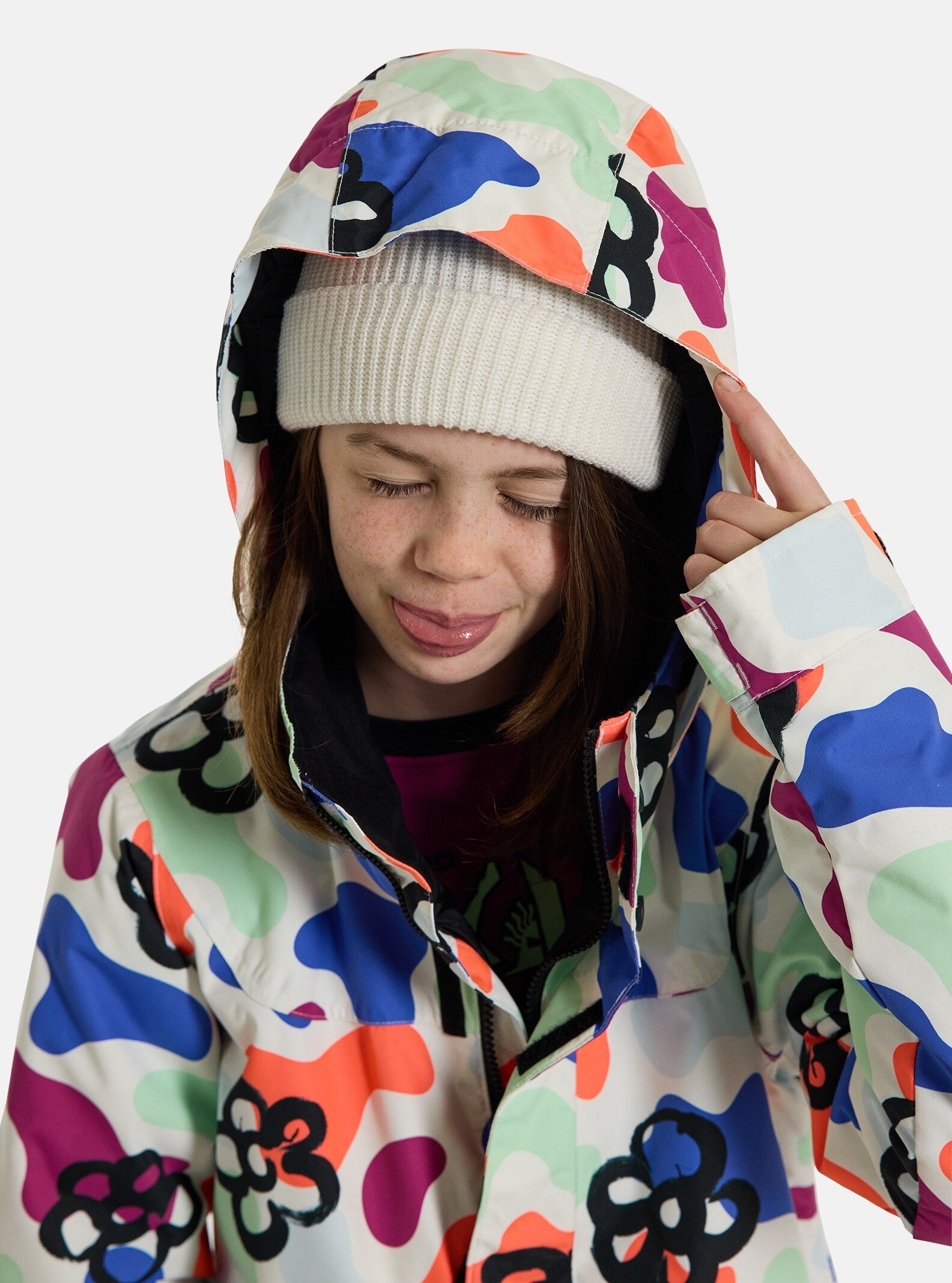 Girls Multicolor Flowers Snow Jacket