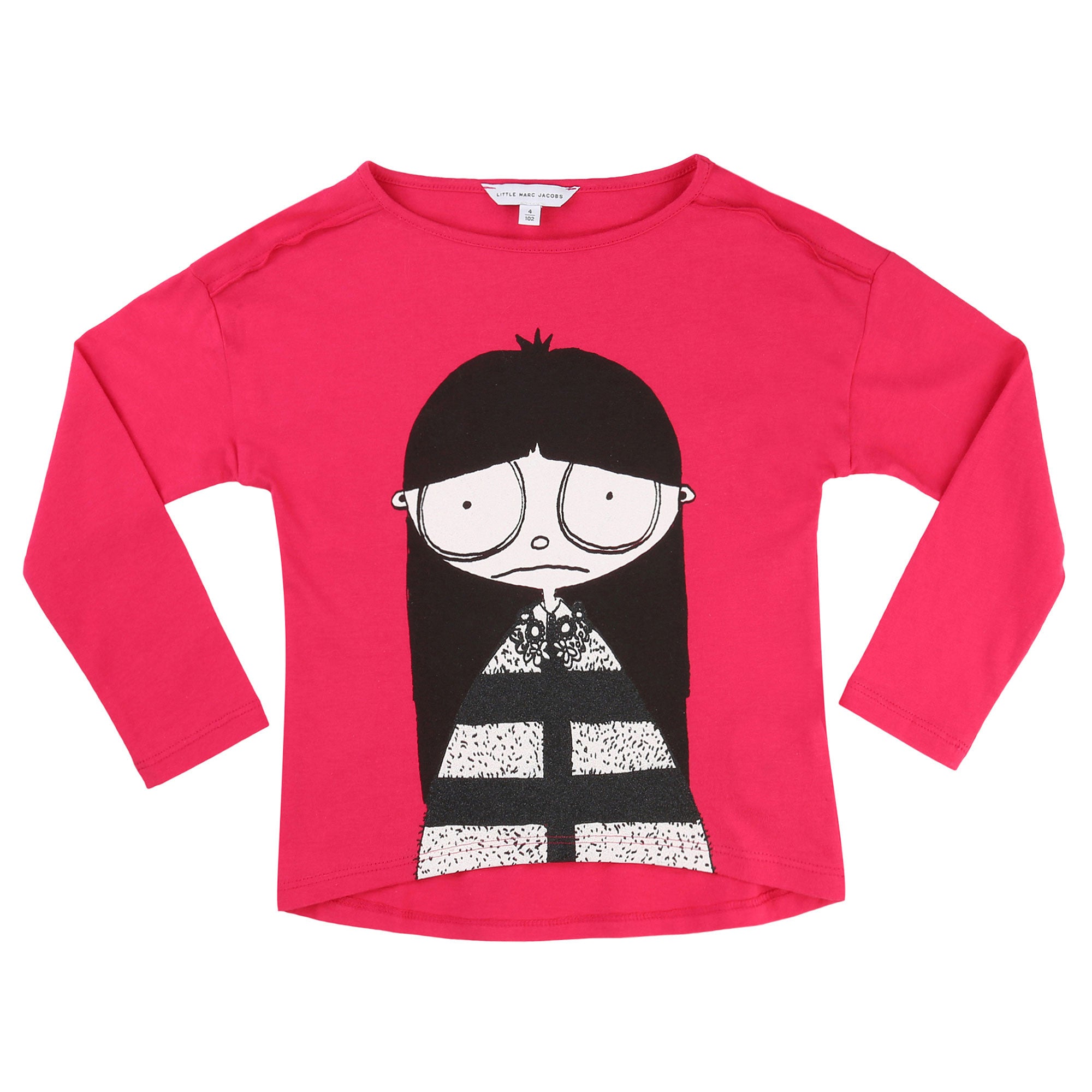Girls Dark Red Cotton T-Shirt With Cartoon Print Trims - CÉMAROSE | Children's Fashion Store