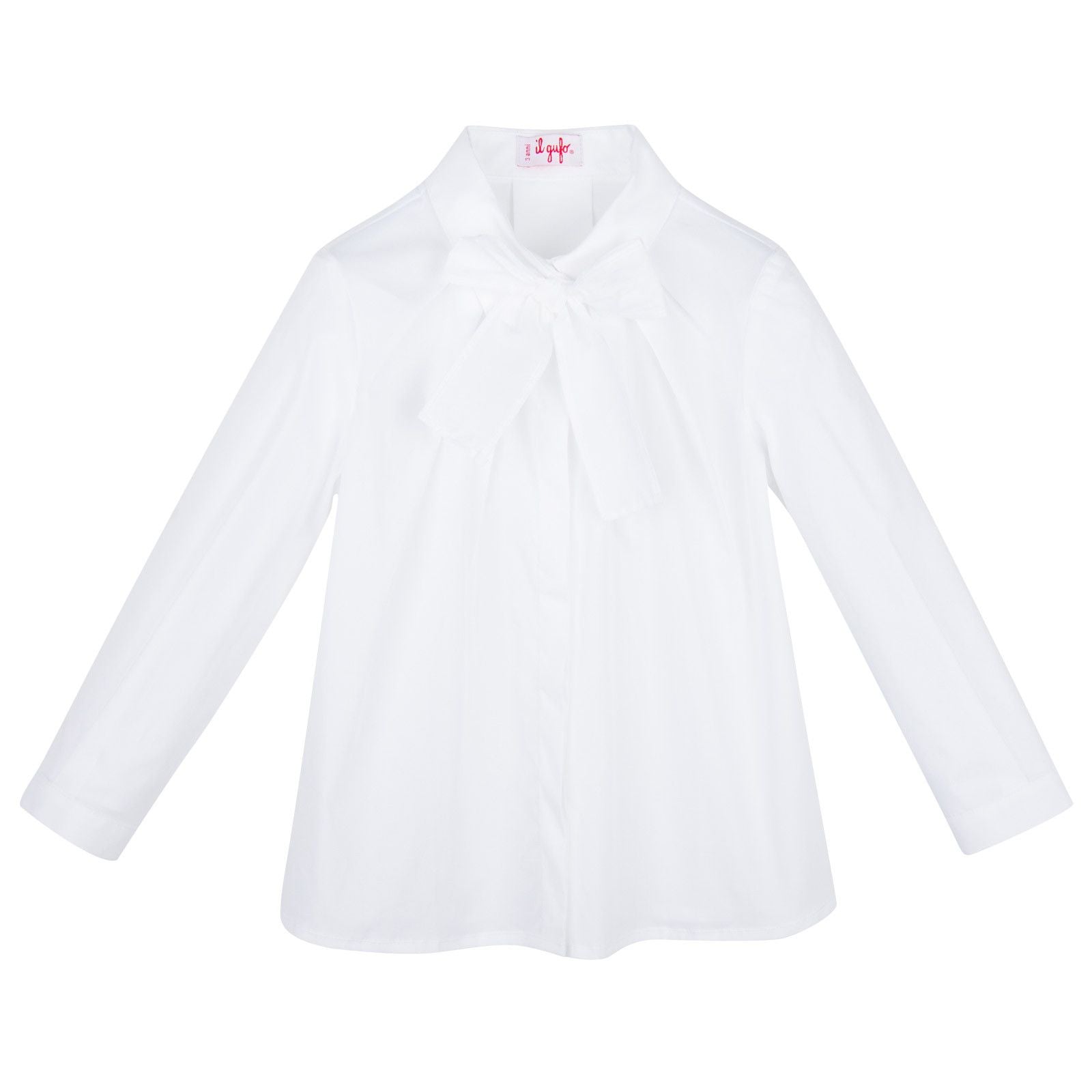 Girls White Cotton Blouse With Bow Trims - CÉMAROSE | Children's Fashion Store - 1