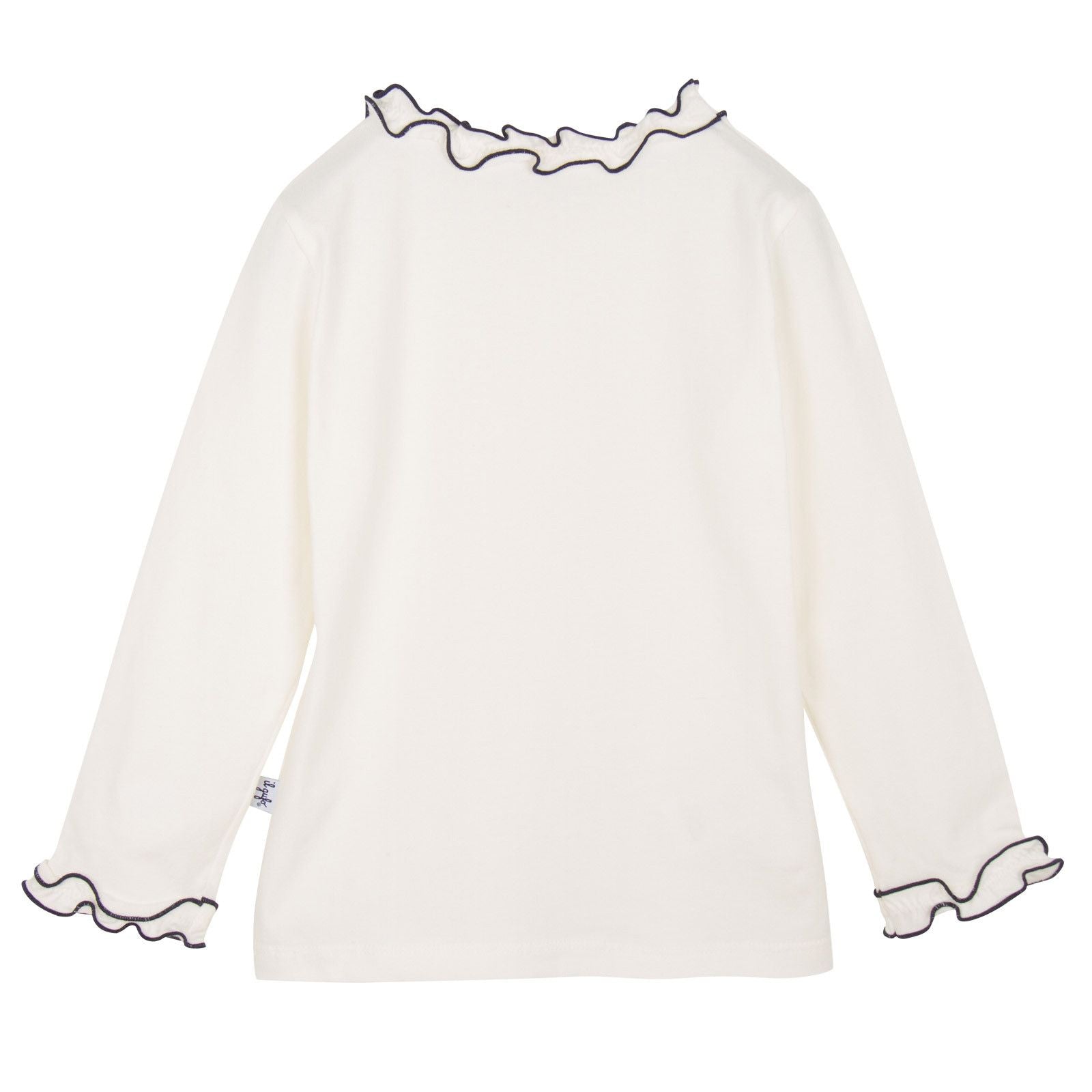 Girls Ivory&Navy Blue Gold Trim Frill Collar T-Shirt - CÉMAROSE | Children's Fashion Store - 2