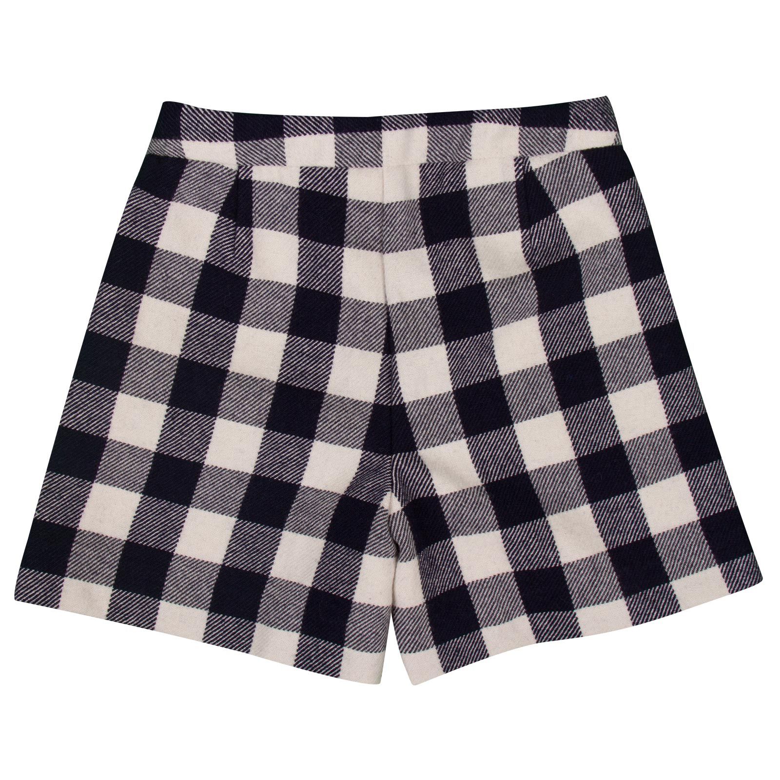 Girls Navy Blue Check Bermuda Shorts With Slant Pockets - CÉMAROSE | Children's Fashion Store - 3