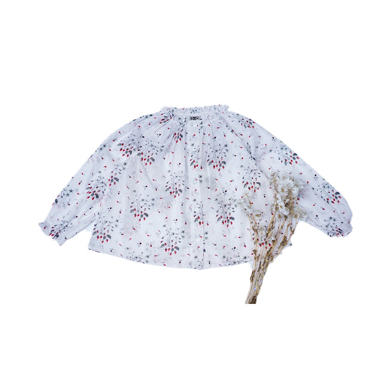 Baby Girls White Floral Cotton Shirt