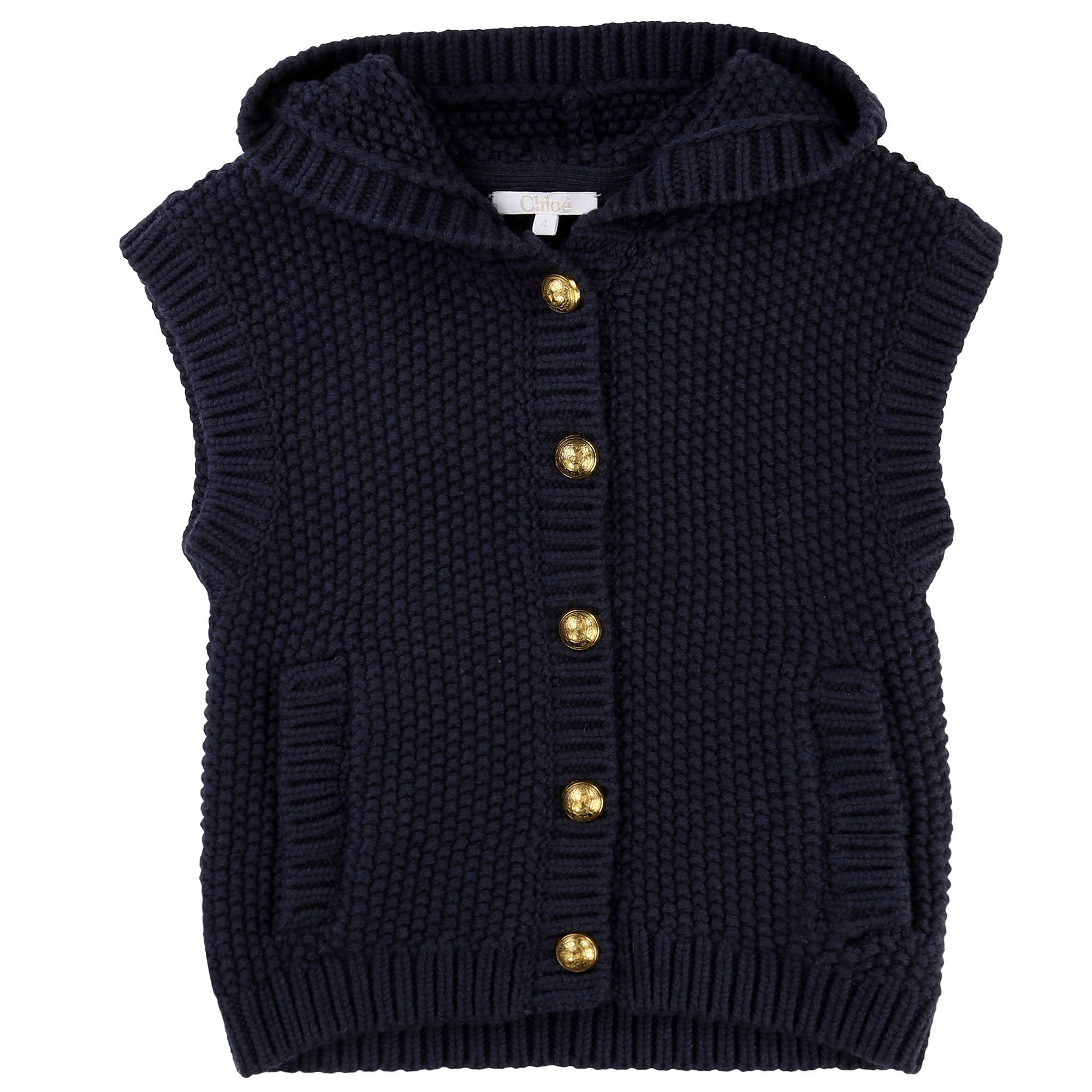 Girls Navy Blue Hooded Sleeveless Cardigan - CÉMAROSE | Children's Fashion Store
