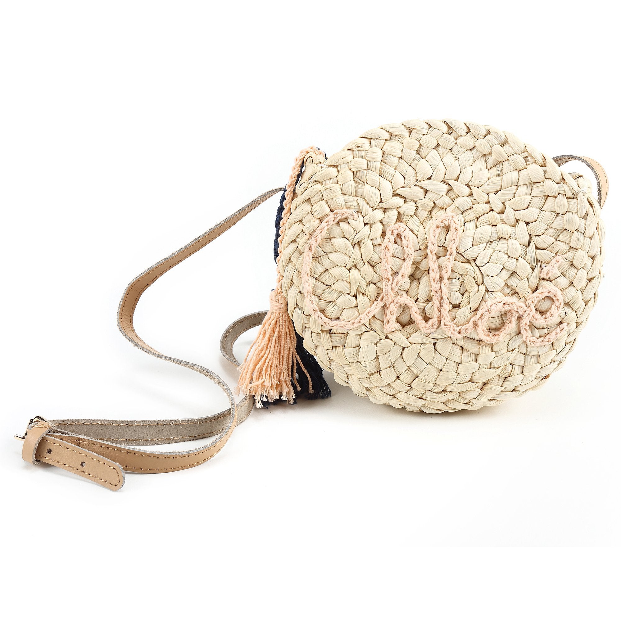 Girls Beige "Love" Paille Bag