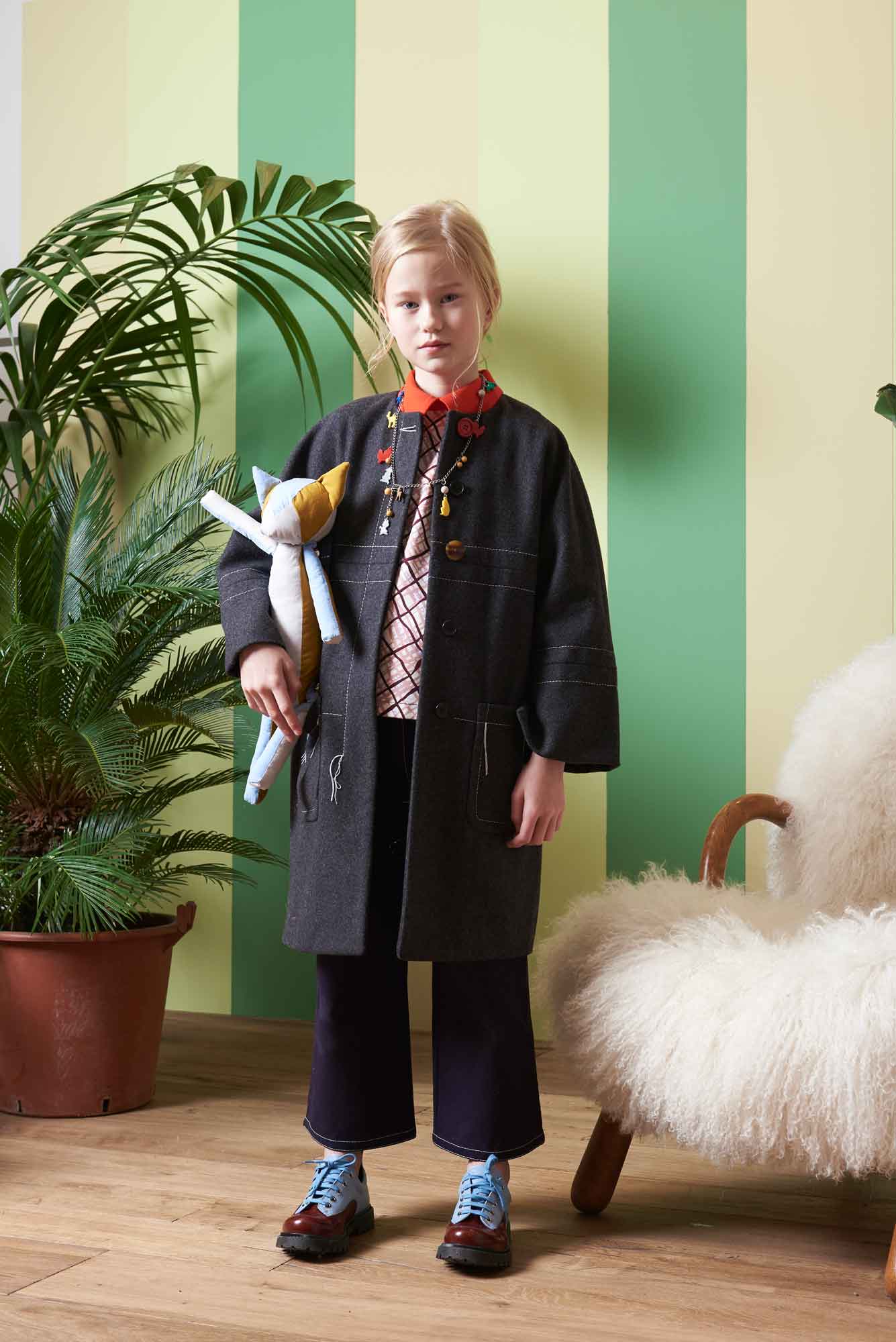 Girls Dark Grey Wool Coat
