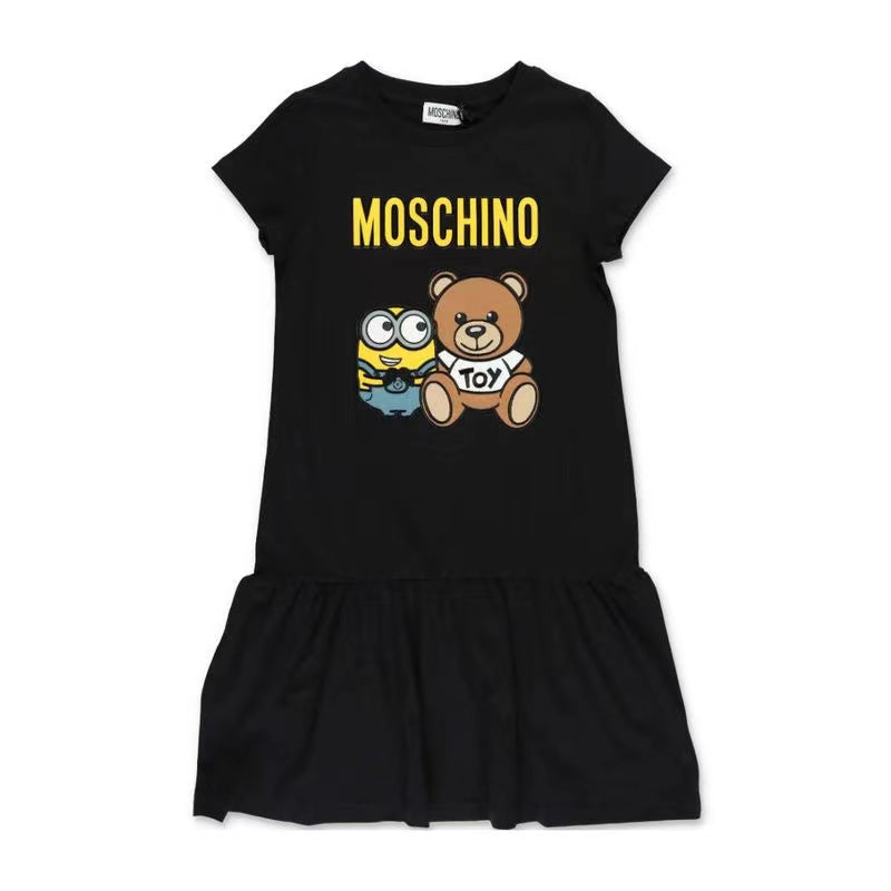 Girls Black Bear Cotton Dress