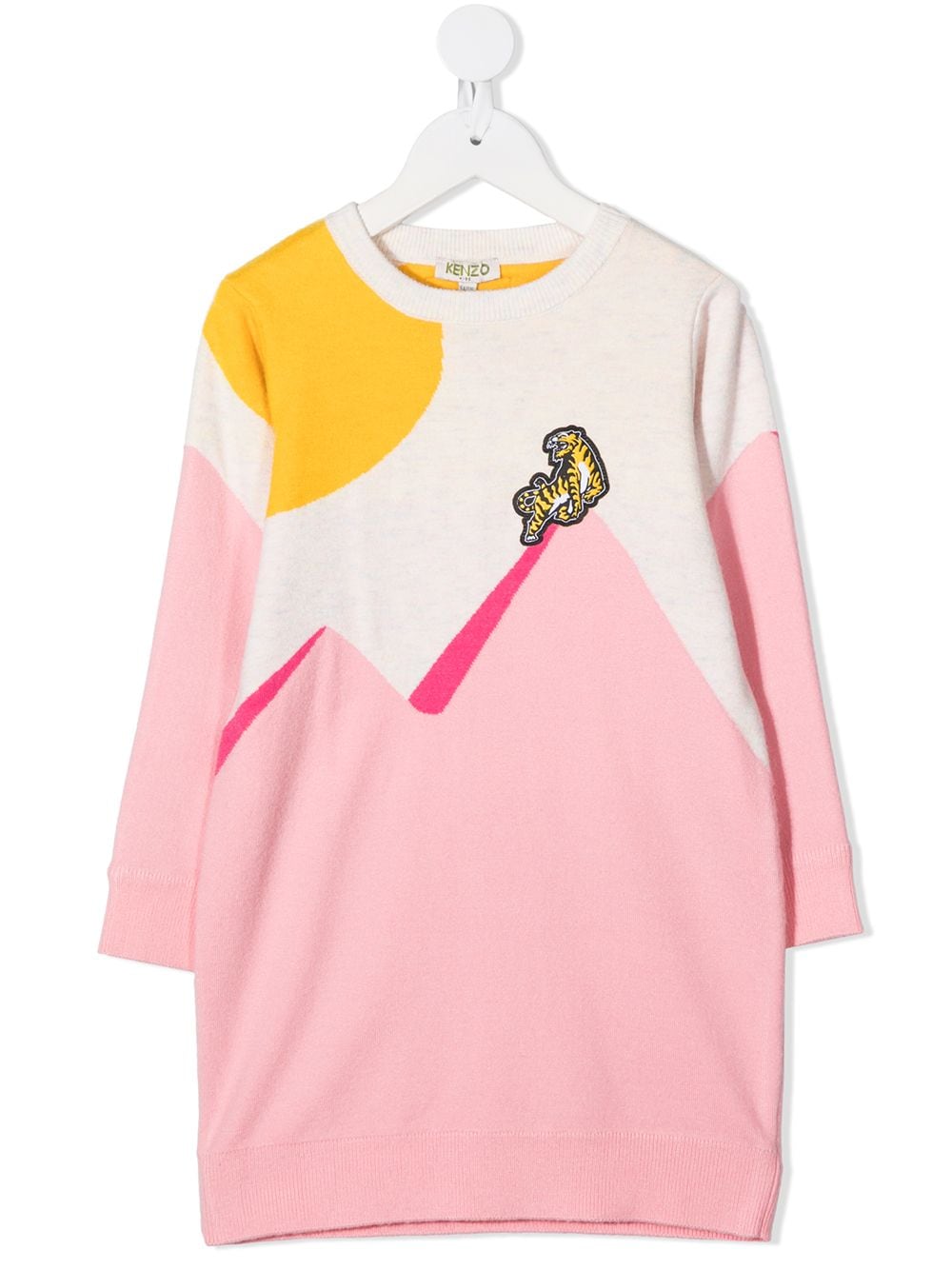 Girls Pink Tiger Knit Dress