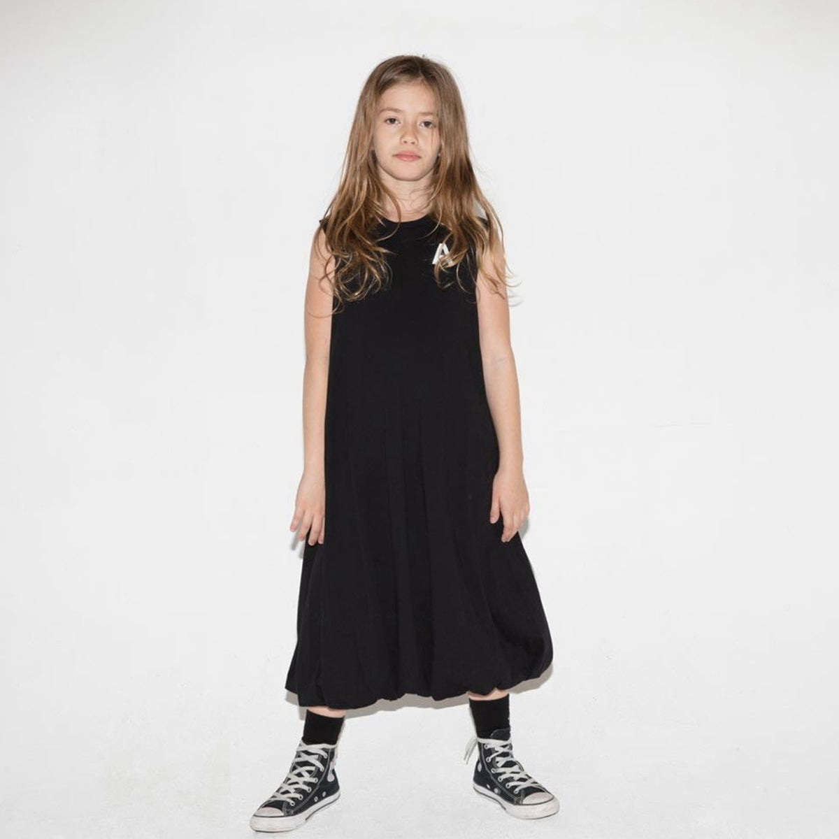 Girls Black Cotton Dress
