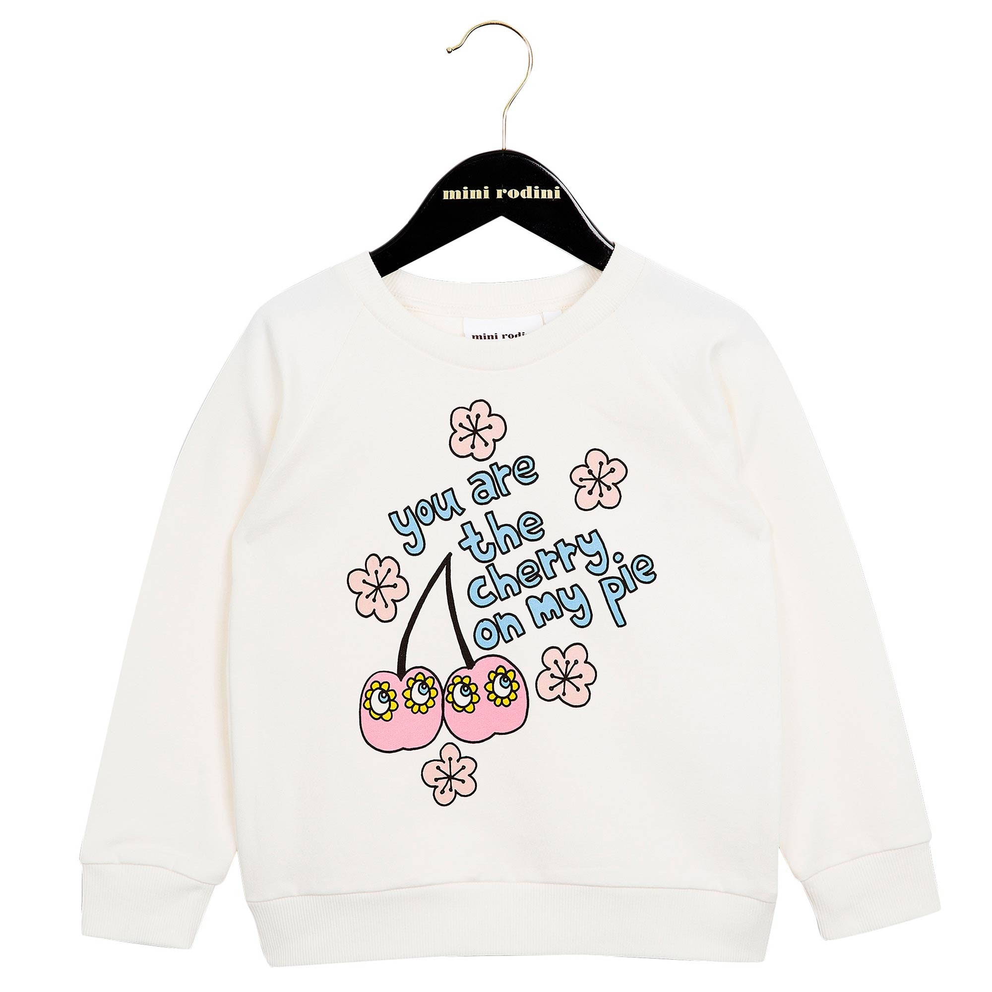 Girls White Cotton Sweatshirt With Pink Cherry Print Trims - CÉMAROSE | Children's Fashion Store - 1