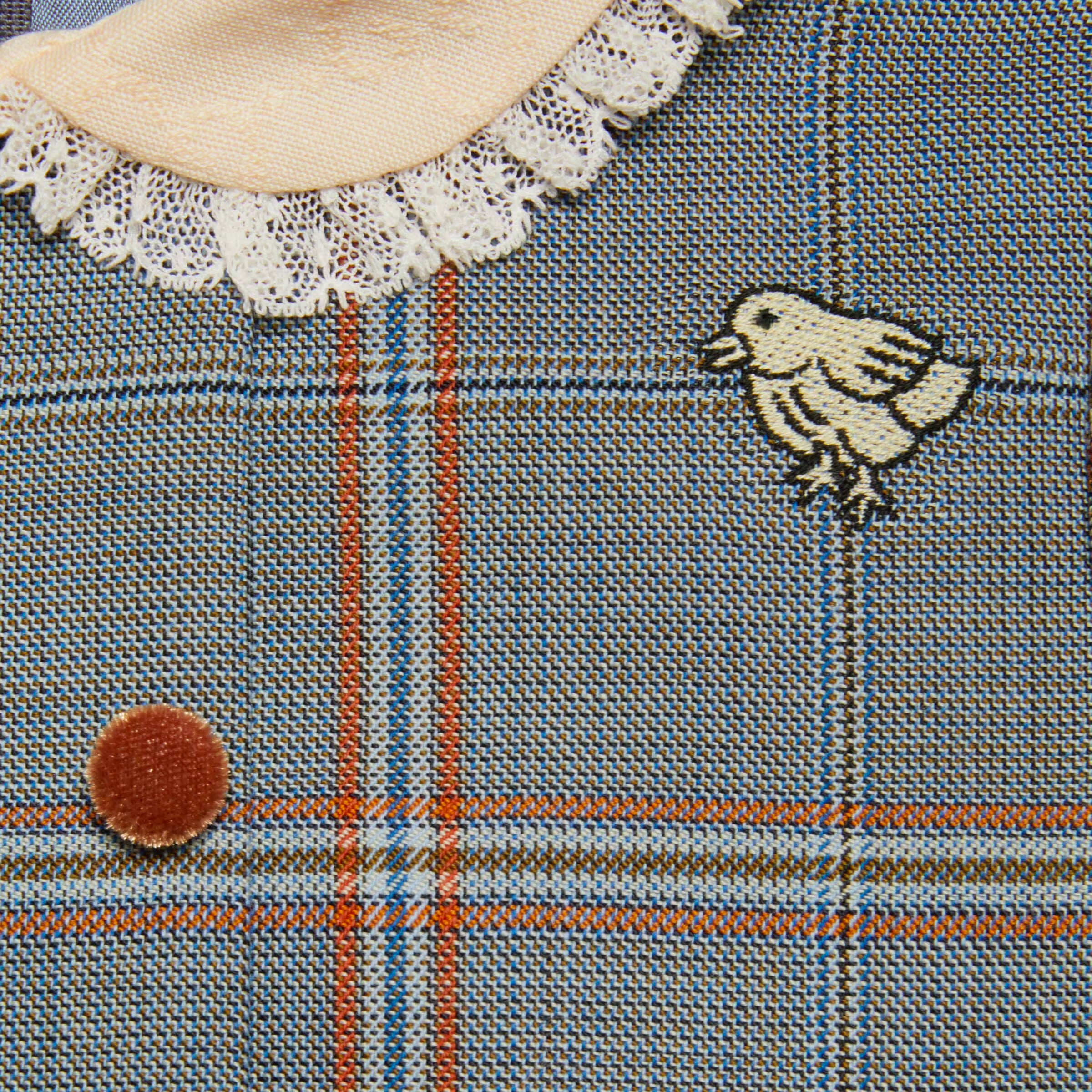 Baby Girls Grey Chick Embroidered Wool Dress