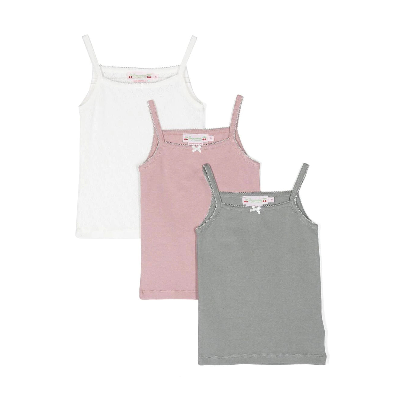 Girls Multicolor Cotton Vest Set (3 Pack)