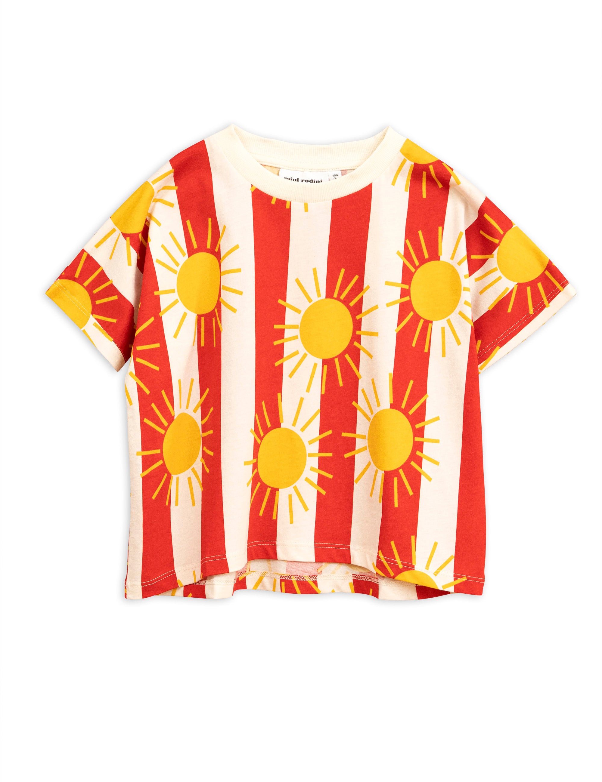 Girls Red Sun Striped Cotton T-shirt
