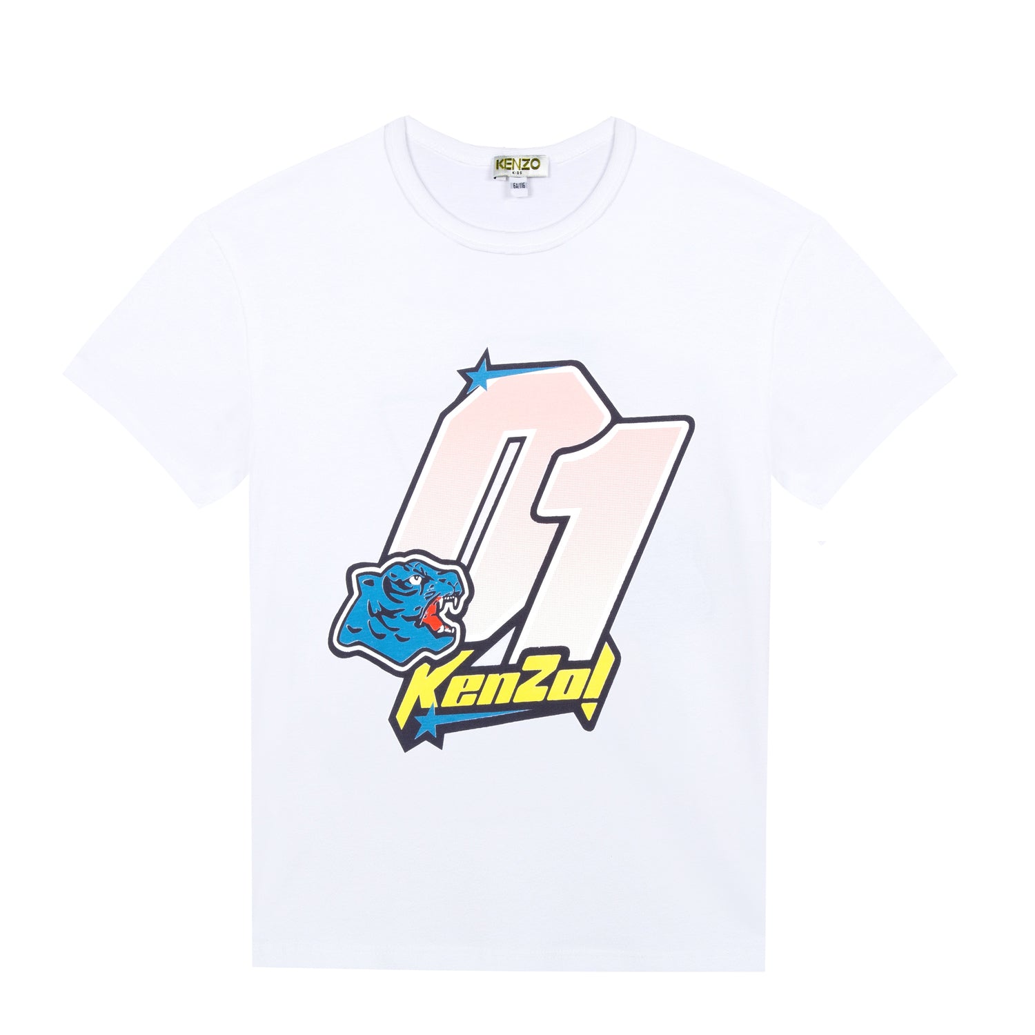 Girls White Printed Cotton T-shirt