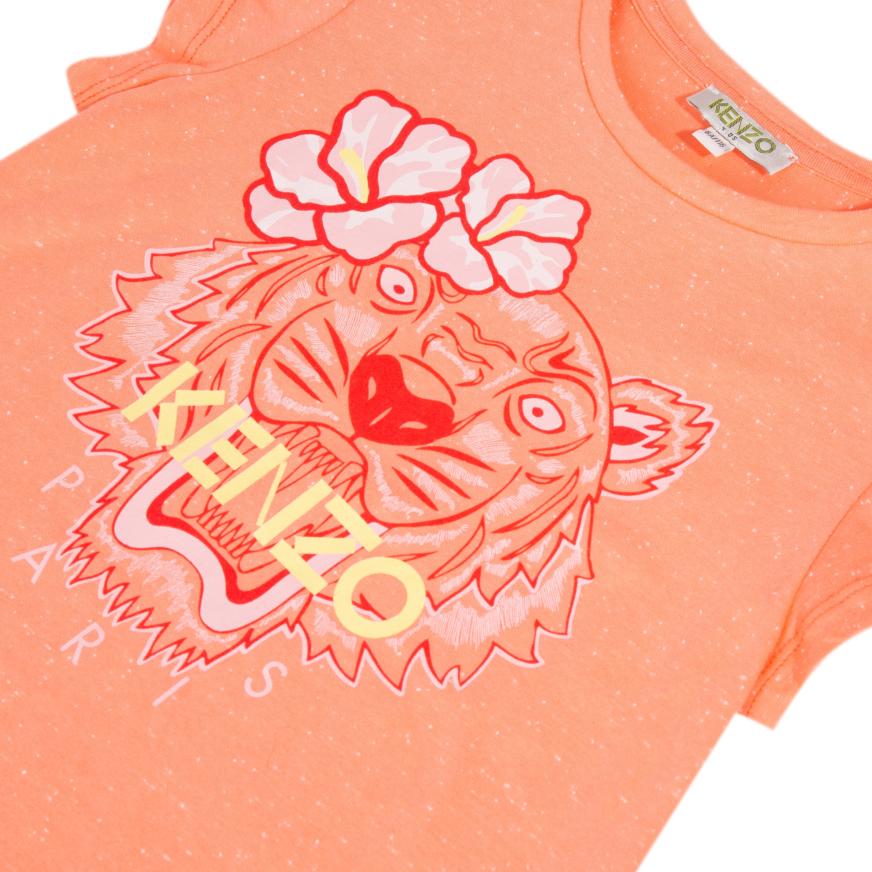 Girls Orange Cotton T-shirt