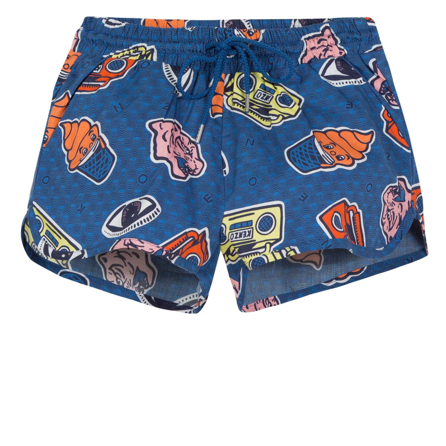 Girls Dark Blue Printed Shorts