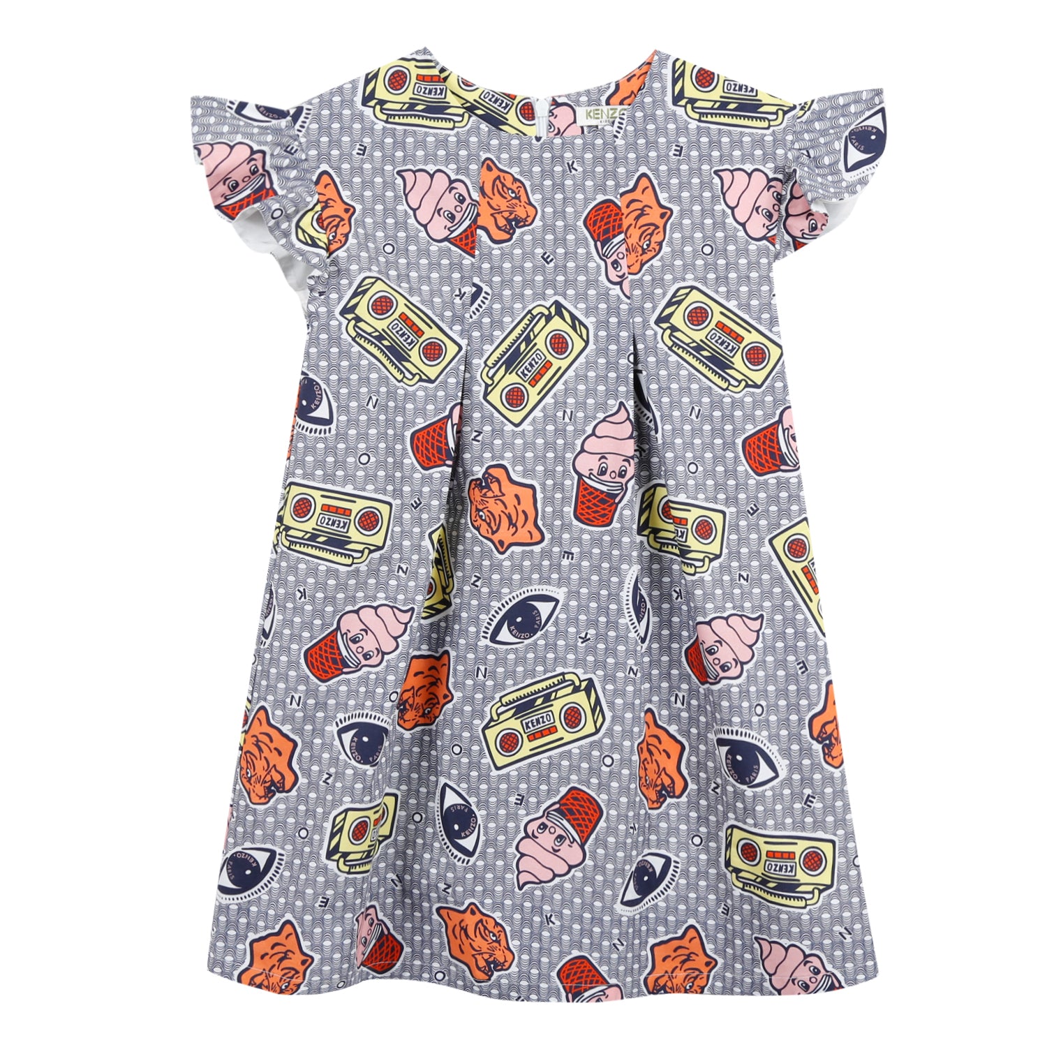 Girls Light Blue Printed Dress