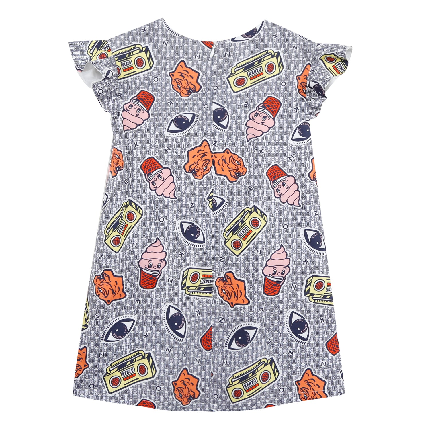Girls Light Blue Printed Dress