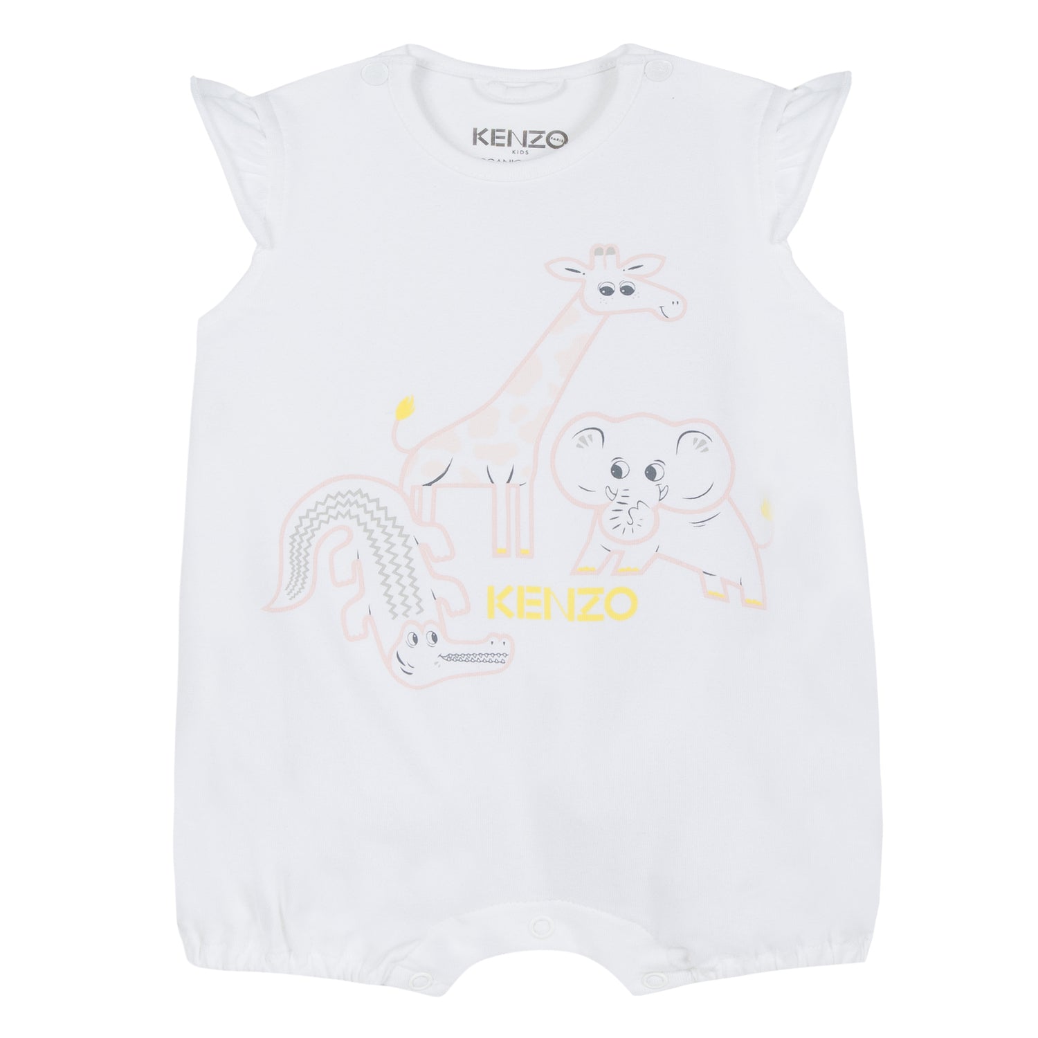 Baby Girls White Printed Babysuits