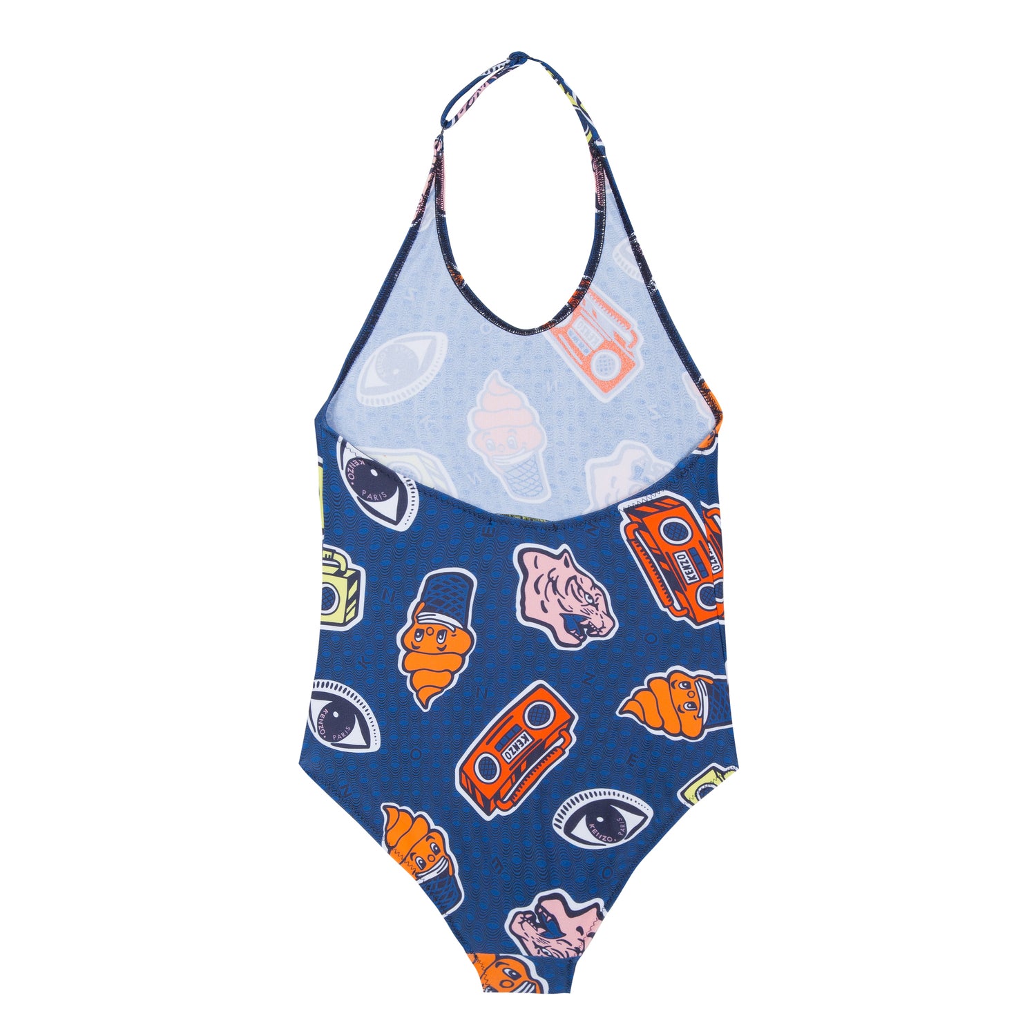 Girls Blue Printed Swimsuit