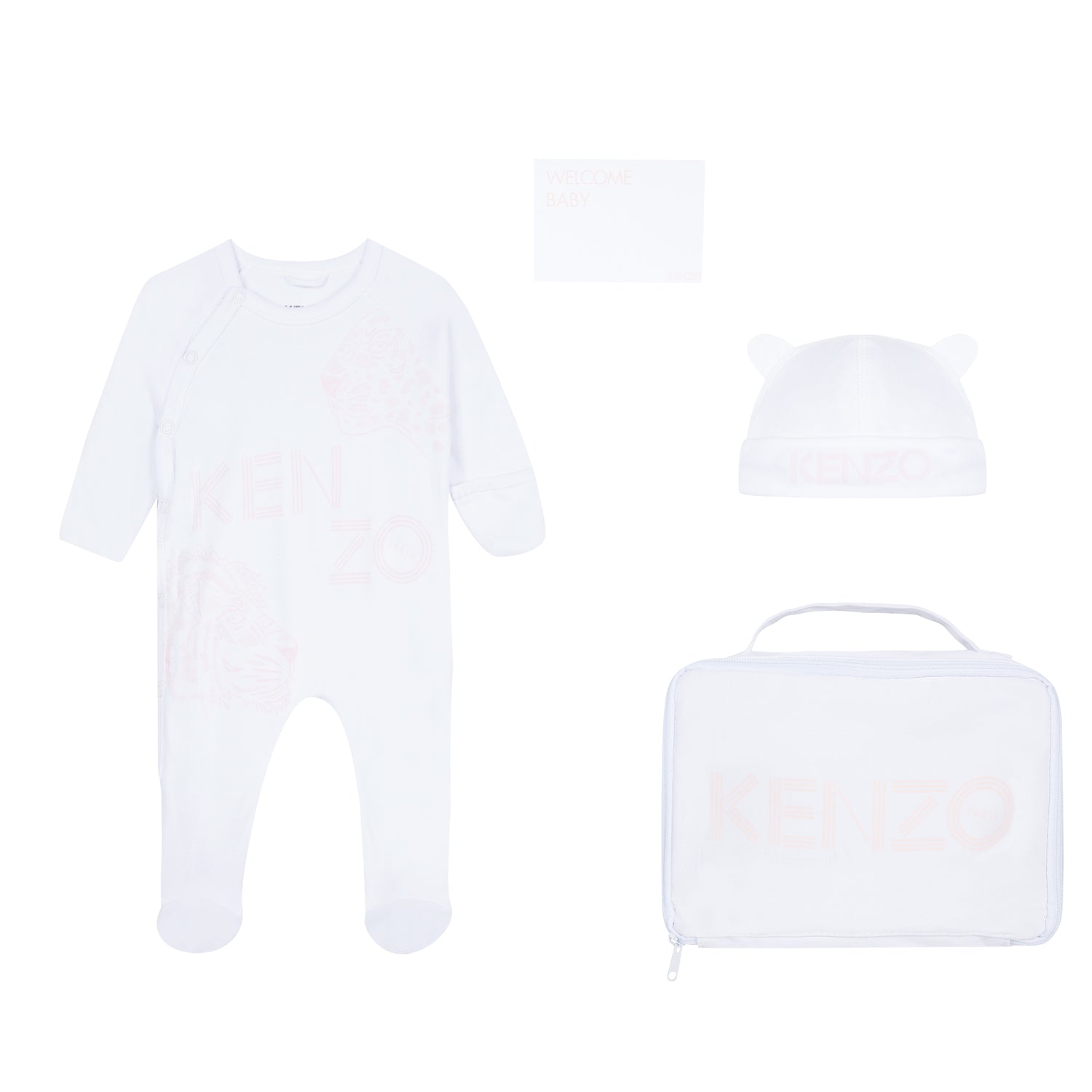 Baby Girls White & Light Pink Cotton Sets