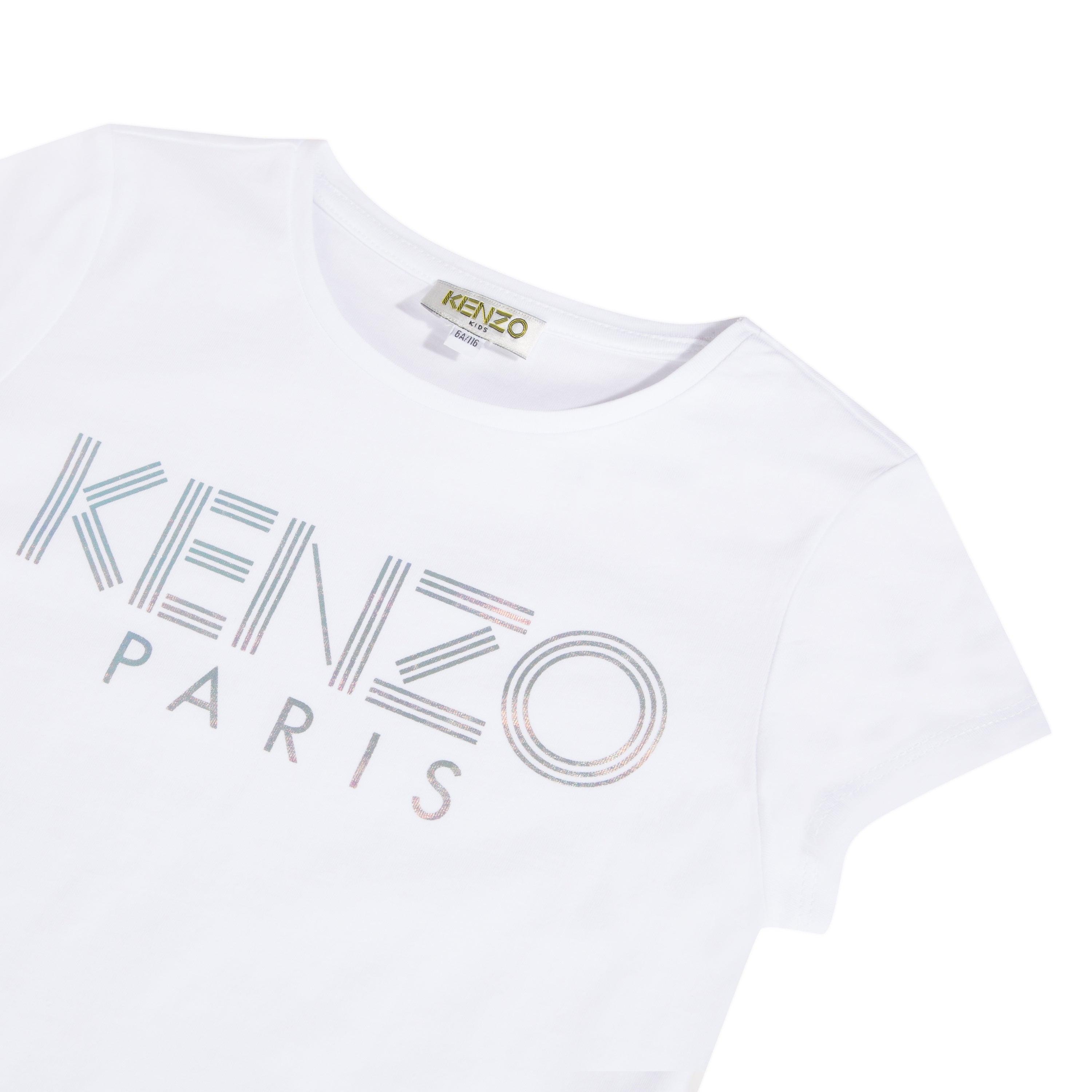 Girls White Logo Cotton T-shirt