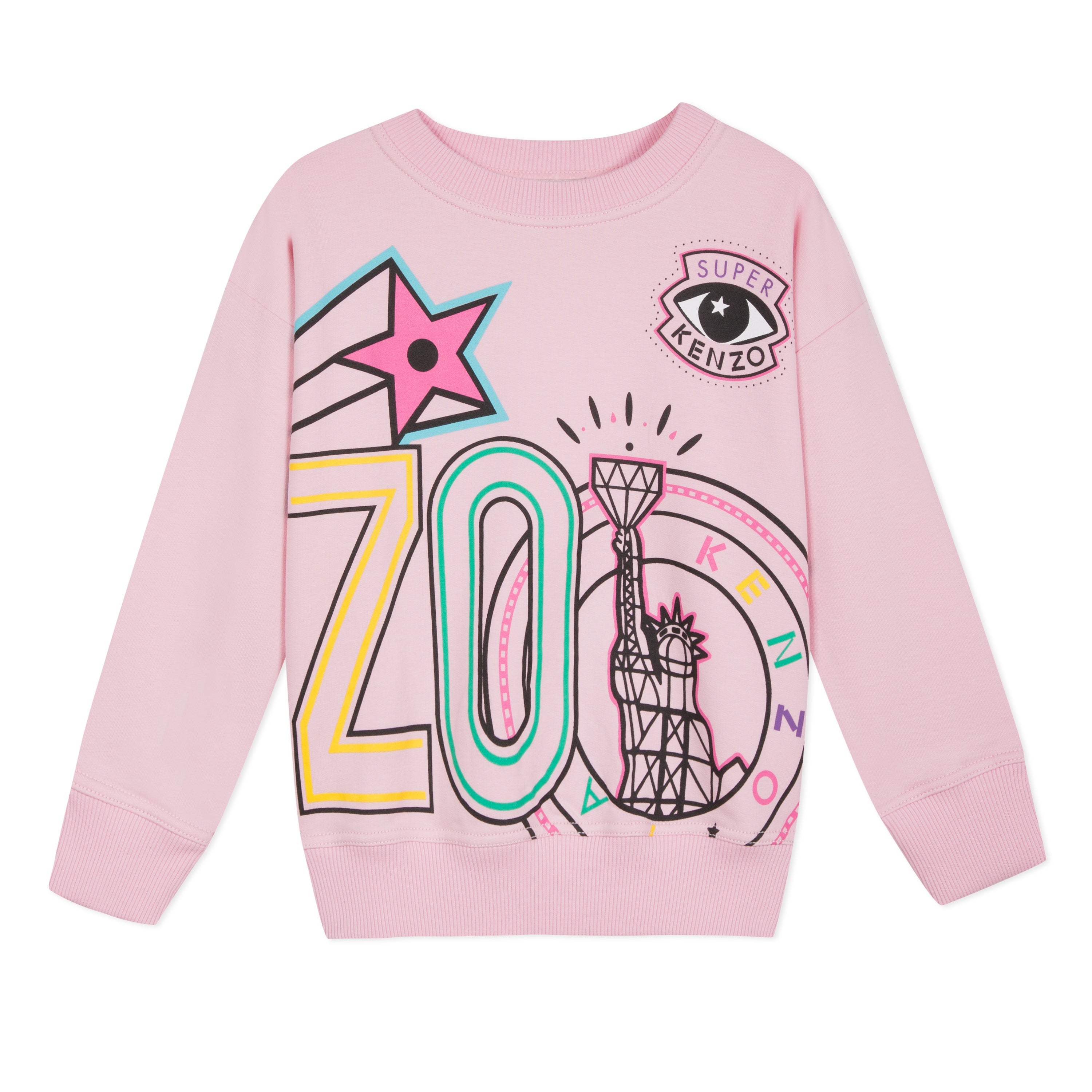 Girls Pink Printing Cotton Sweatshirt