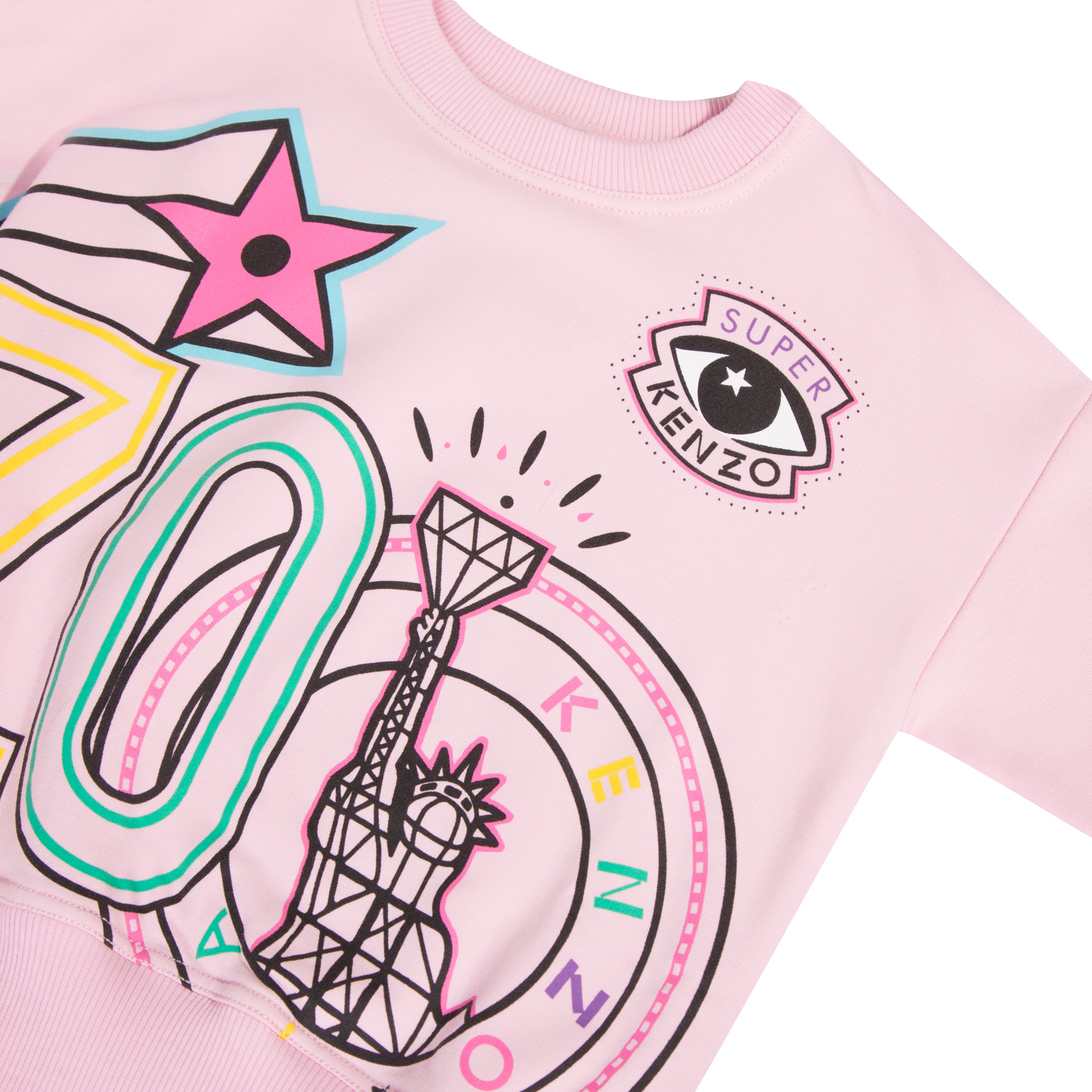 Girls Pink Printing Cotton Sweatshirt