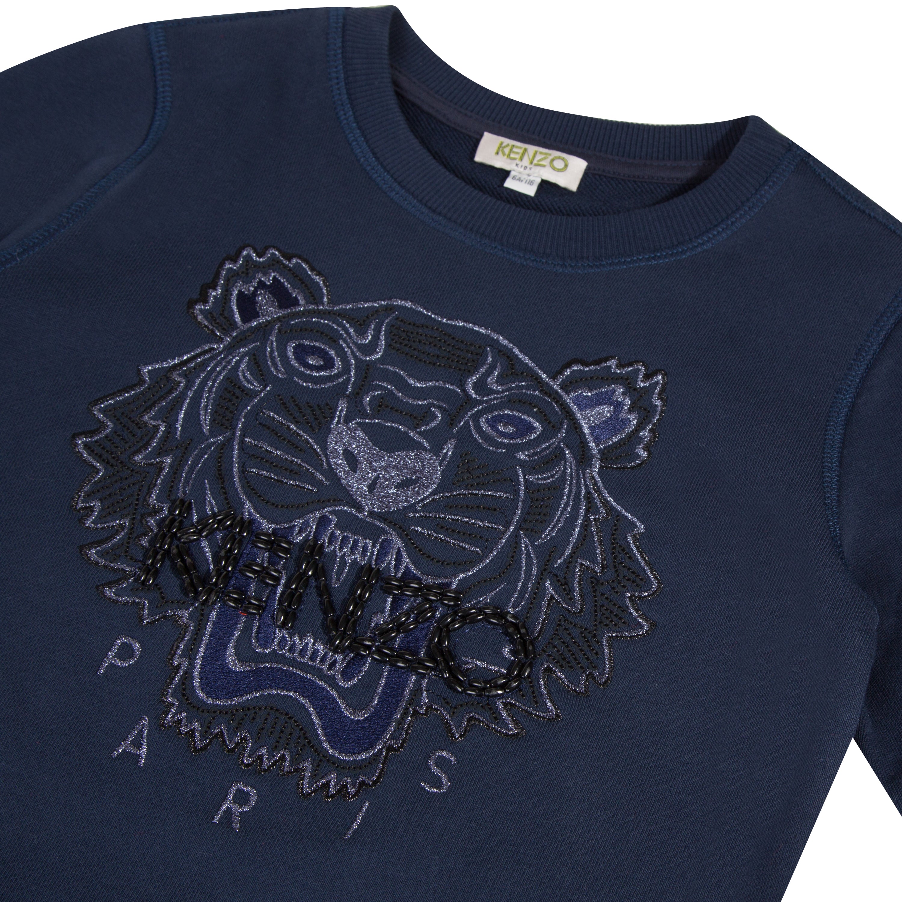 Girls Navy Tiger Cotton Sweatshirt