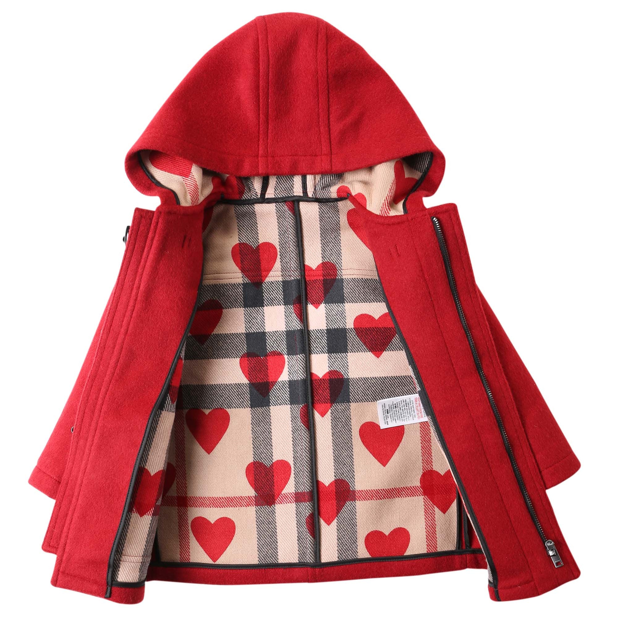 Baby Girls Windsor Red Wool Hooded Duffle Coat - CÉMAROSE | Children's Fashion Store - 2