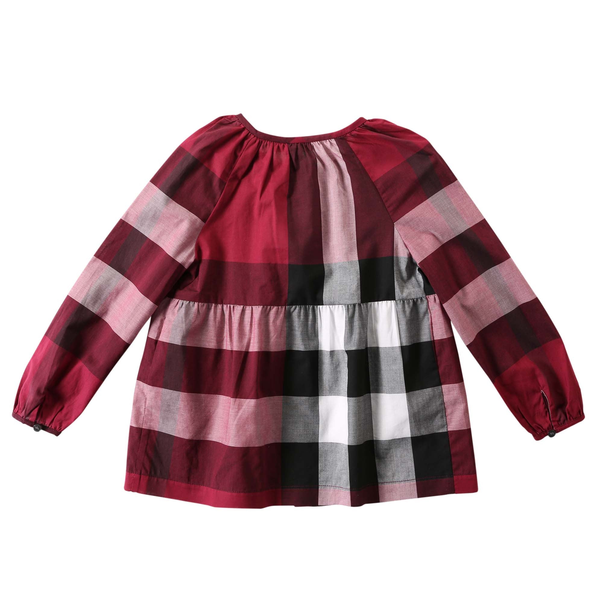 Girls Dark Plum Pink Check Cotton Blouse - CÉMAROSE | Children's Fashion Store - 2